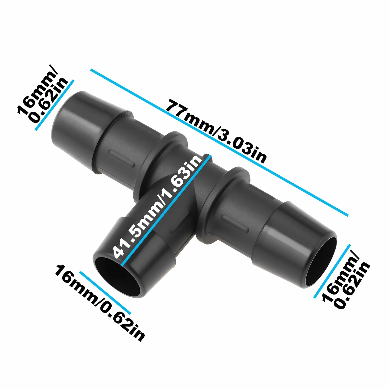 2x Raccordo a T Tubo Refrigerante 16x16x16mm 00066 P751096 Compatibile con Metalcaucho Refrigerante Motore Auto