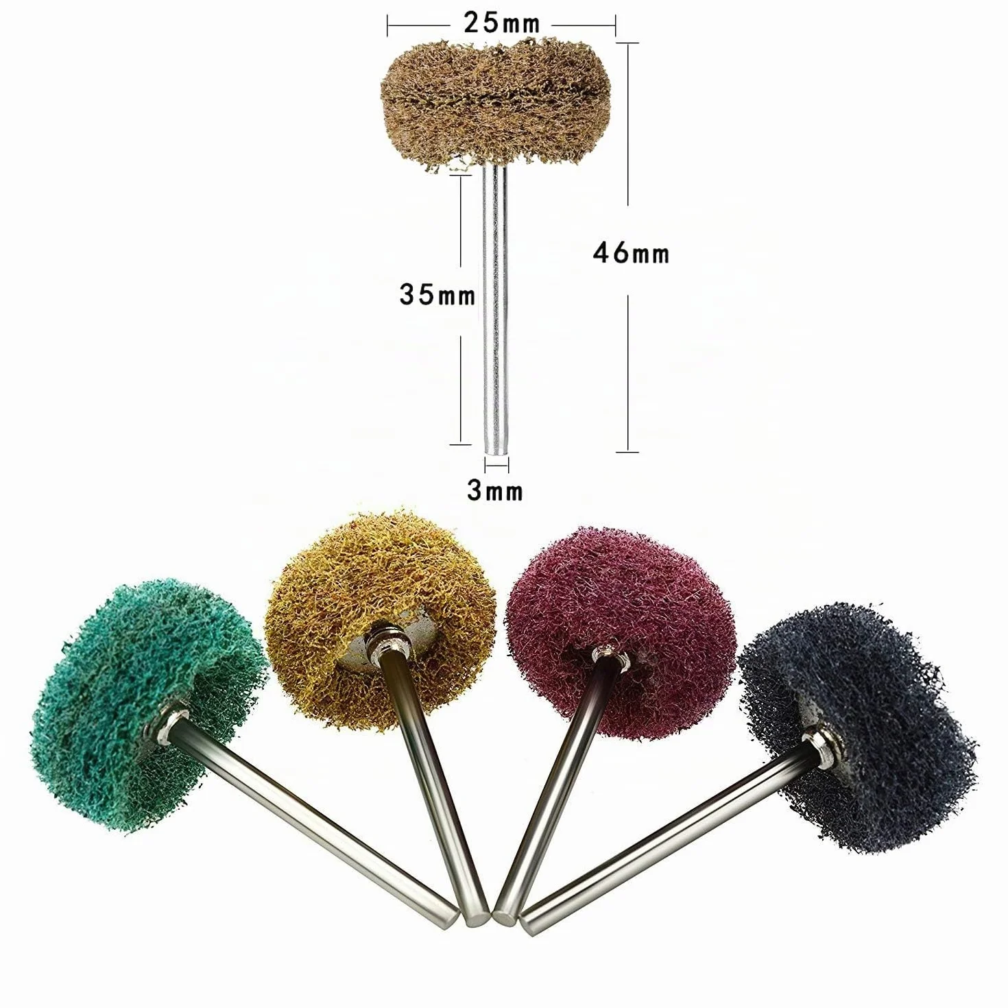 Set 40 ruote abrasive 25 mm lucidatura utensili rotanti Dremel gambo 3 mm