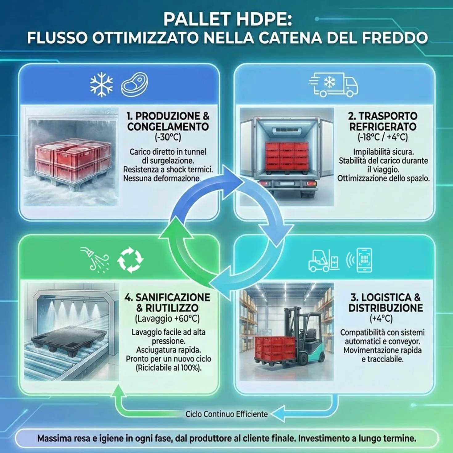 IMJ-Global - Pallet in Plastica HDPE, Bancali Plastica 120x80 Impilabile con 9 Piedini, Ogni Bancale Possiede la Certificazione Alimentare ed ha una Portata Massima di 2500kg (1 Bancale)