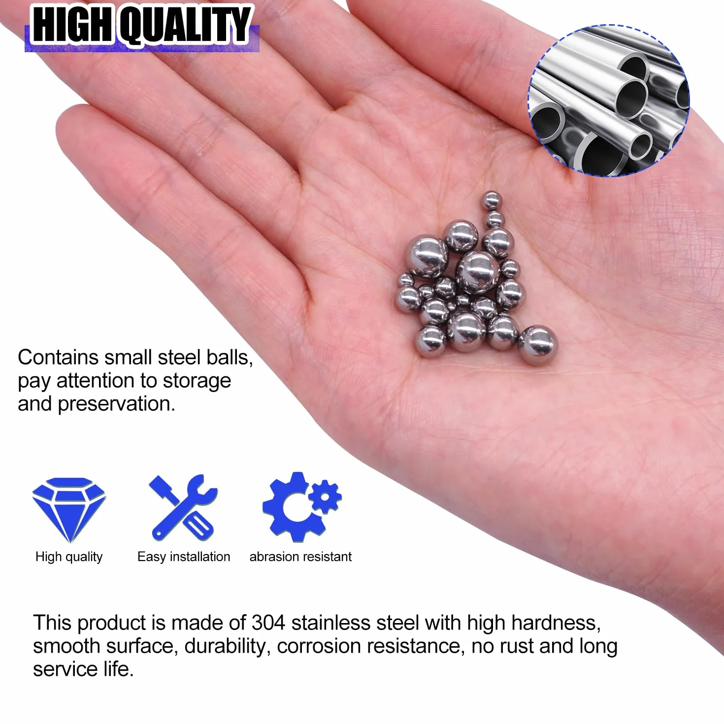 Taiss 600pcs 12size 1-8mm sfere acciaio, sfere acciaio per cuscinetti, sfere dell'acciaio inossidabile per le sfere d'acciaio di precisione della ruota della bicicletta di montagna