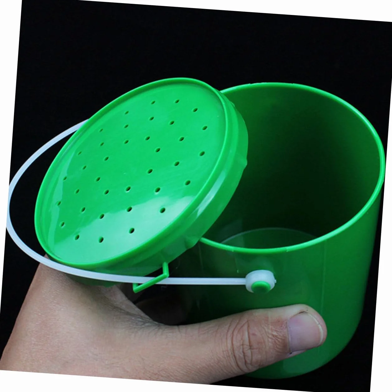 POPETPOP Secchio Leggero Plastica Verde 2 Pezzi Esche da Pesca Resistente agli Urti Contenitore Vermi Vivi