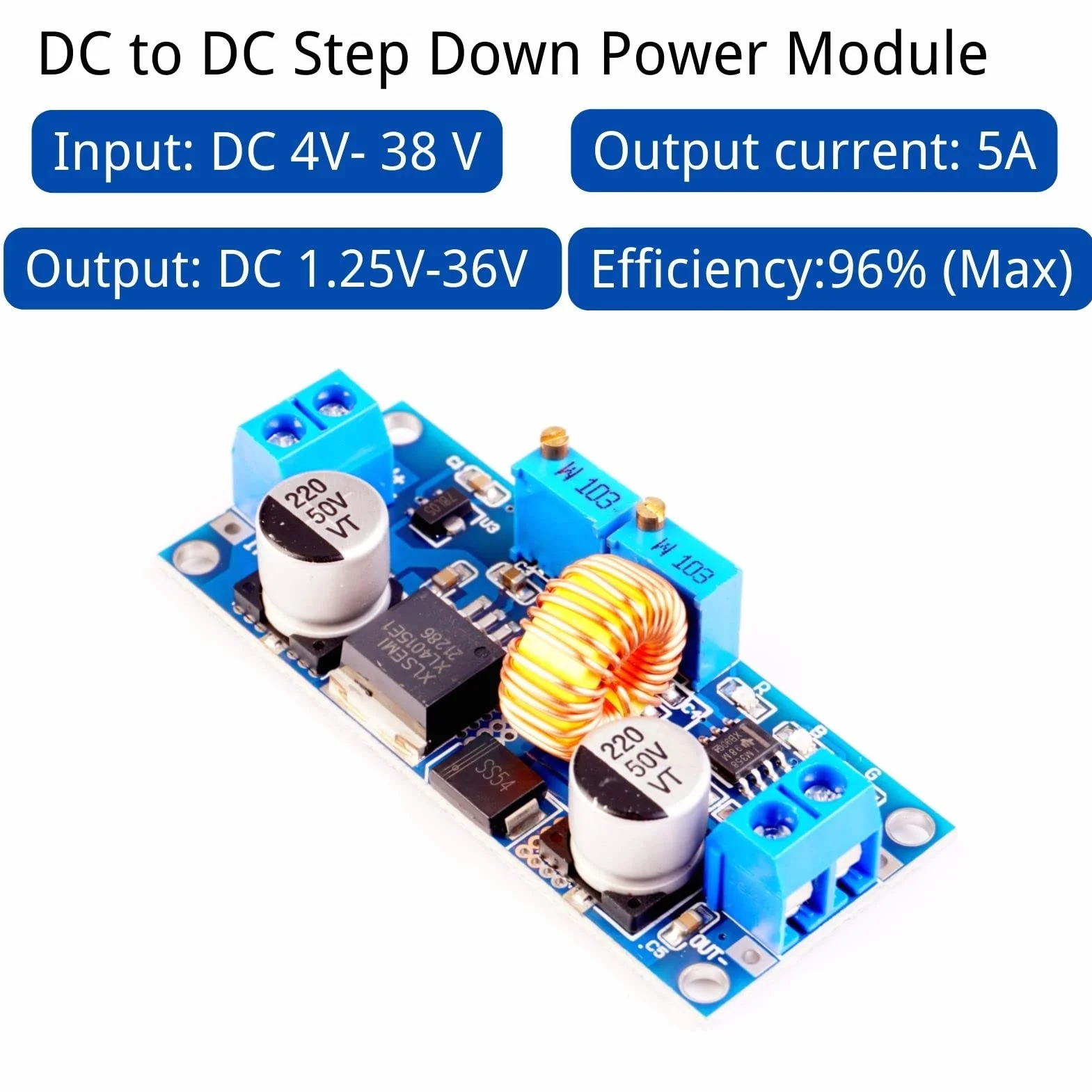 XL4015 LAOMAO Convertitore DC-DC Buck Convertitore di tensione ajustable 5A 8-36V a 1,25-32V Modulo di alimentazione Compatibile con Arduino Raspberry Pi