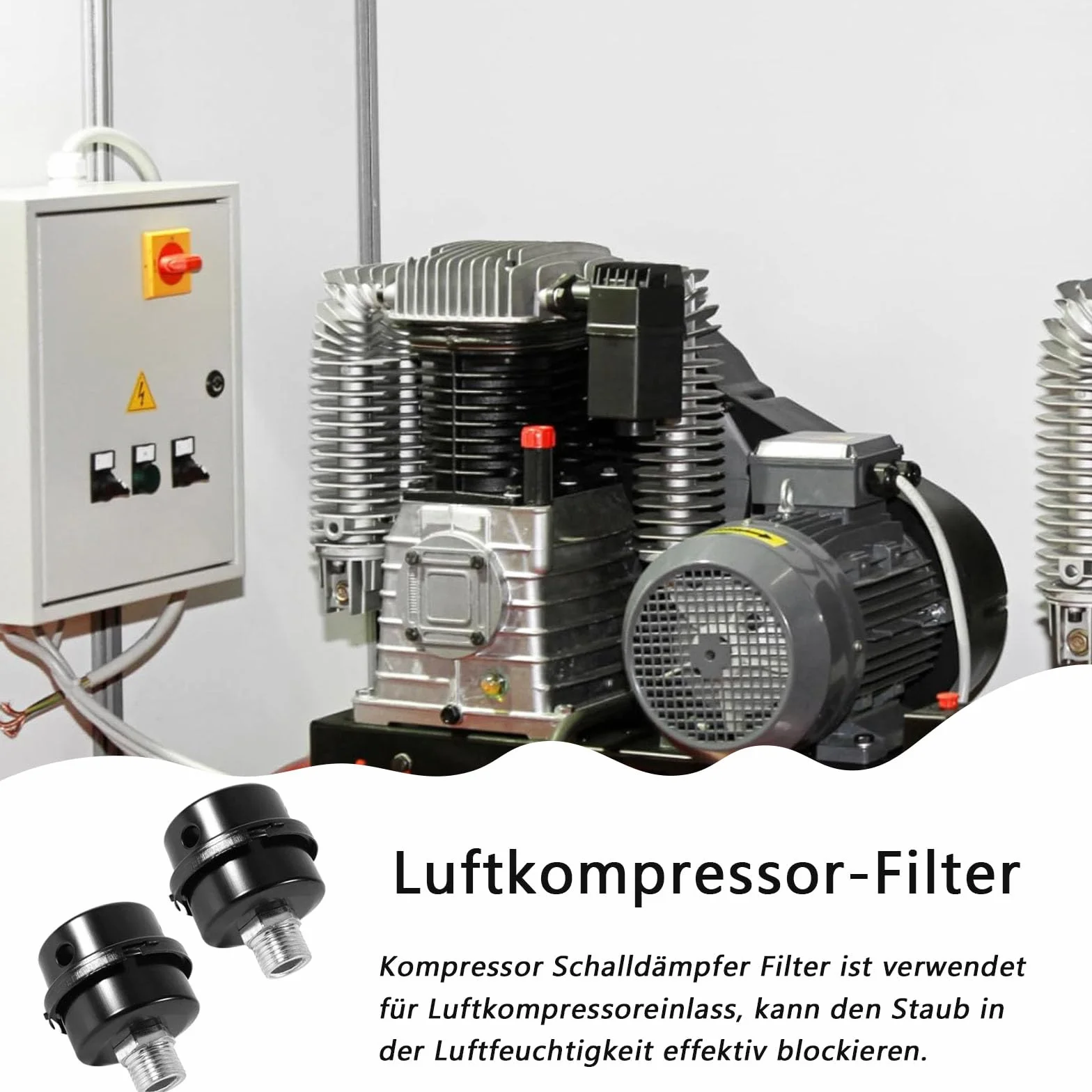 Filtro di Aspirazione Silenziatore Compressore D'aria 2 Pezzi 20mm Metallo 1/2" Filetto