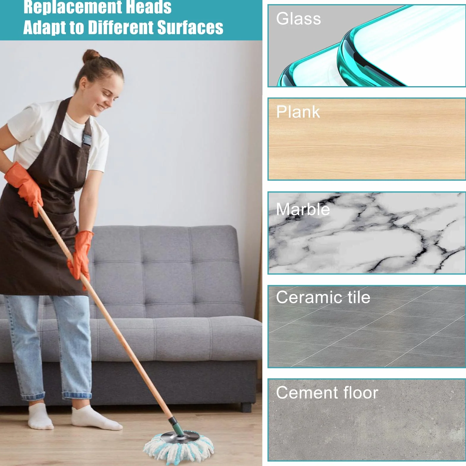 4 Pezzi per Leifheit Twist Disc Mop Ergo Ricambio Mocio Kit, Sistema a 2 Fibre Rotomop Clean Twist Disc Mop Active Ricariche, Testina Sostitutiva in Microfibra Adatto a Tutti i Pavimenti