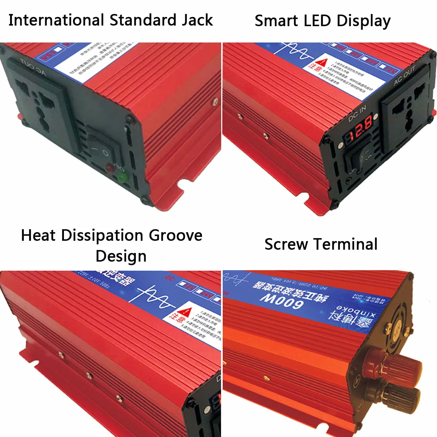 Convertitore di Tensione 12V 24V 48V 60V 72V a 110V 230V Inverter a Onda sinusoidale Pura 600W 1600W 2200W 3000W con Display LCD e Prese CA per Viaggi Domestici Camping RV Emergenza, 2200W-60Vto110V