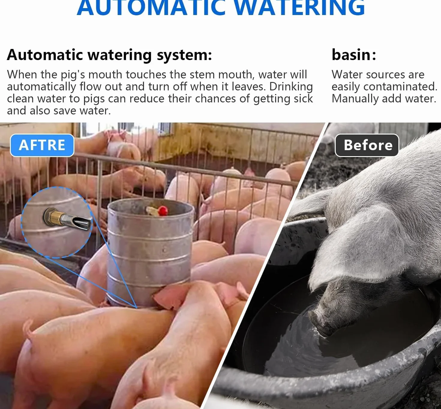 Bevitore Di Maiale Automatici 5 Pezzi Acciaio Inox Per Suini Bovini Capre Pecore