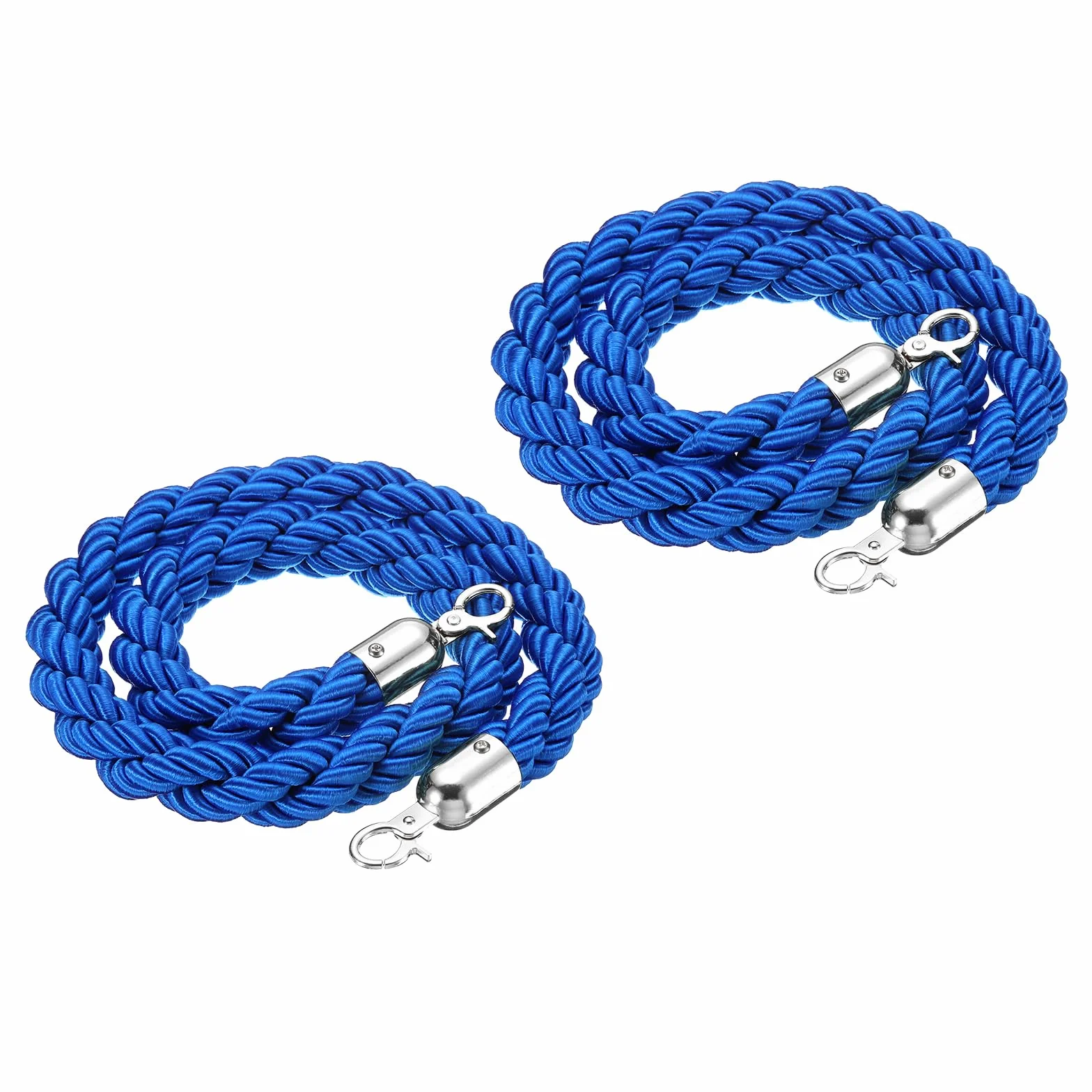PATIKIL Stanchion Corda, 2Pz 1,2m/3,9 Piedi Barriera Corda Corda di Sicurezza barriera per Pali Stand Coda Divisore Folla Controllo Hotel, Blu Argento