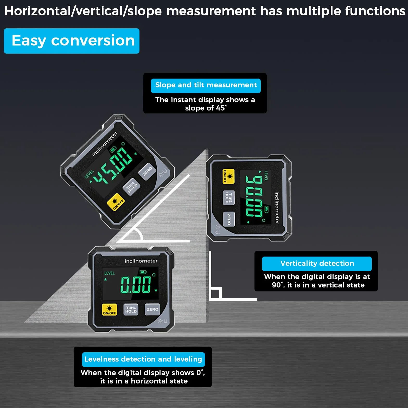 Magnetic Digital Angle Finder con Laser Elettronico, Livella Digitale, Inclinometro Digitale Ricaricabile, Goniometro Digitale con 4 Lati Magnetici, Inclinometro a 360 °, LCD Retroilluminato