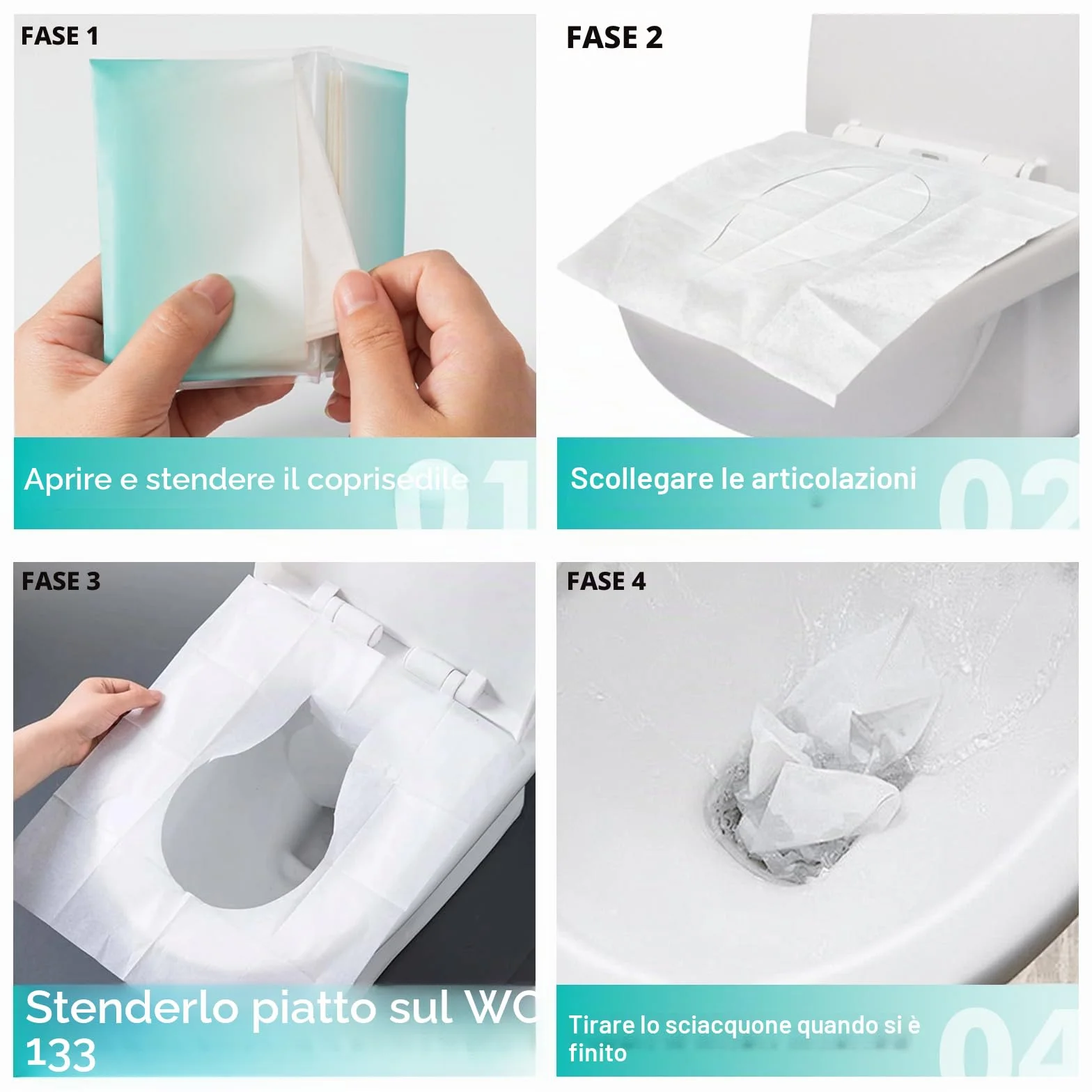 Copriwater usa e getta biodegradabili 42x35cm adulti bambini