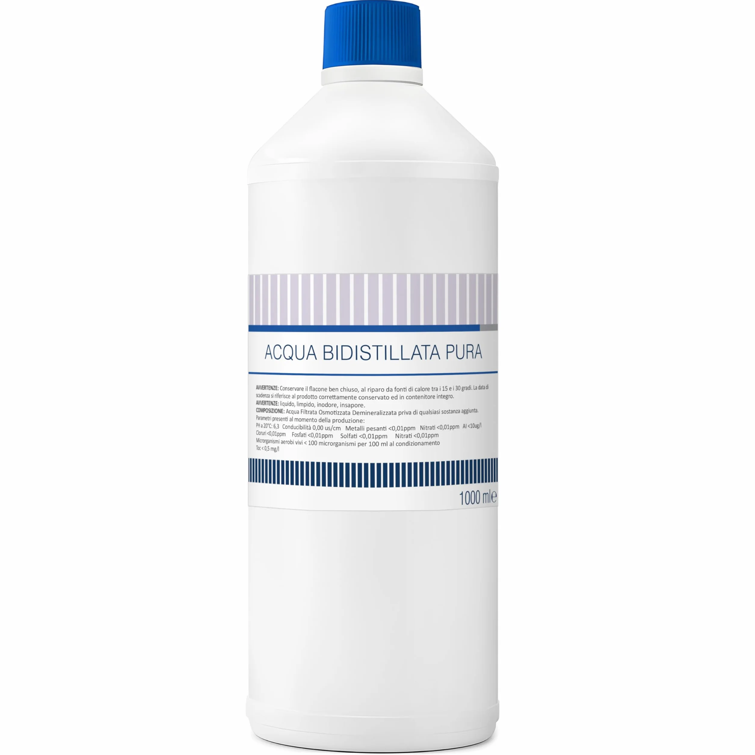 Acqua Bidistillata pura 1000 ml per uso clinico industriale Made in Italy