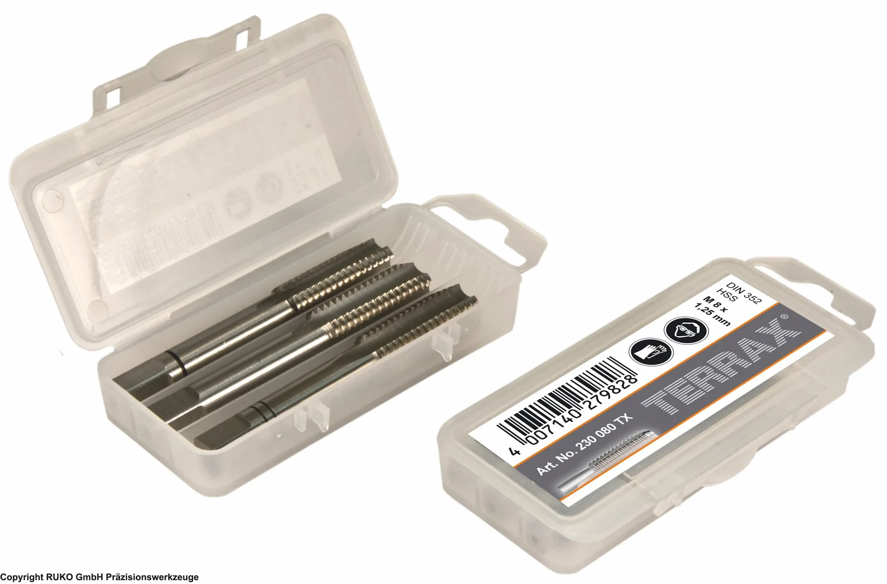 RUKO Terrax Maschi a Mano M8 DIN 352 HSS Rettificati Set 3 Pezzi Filettatura Metrica di Precisione
