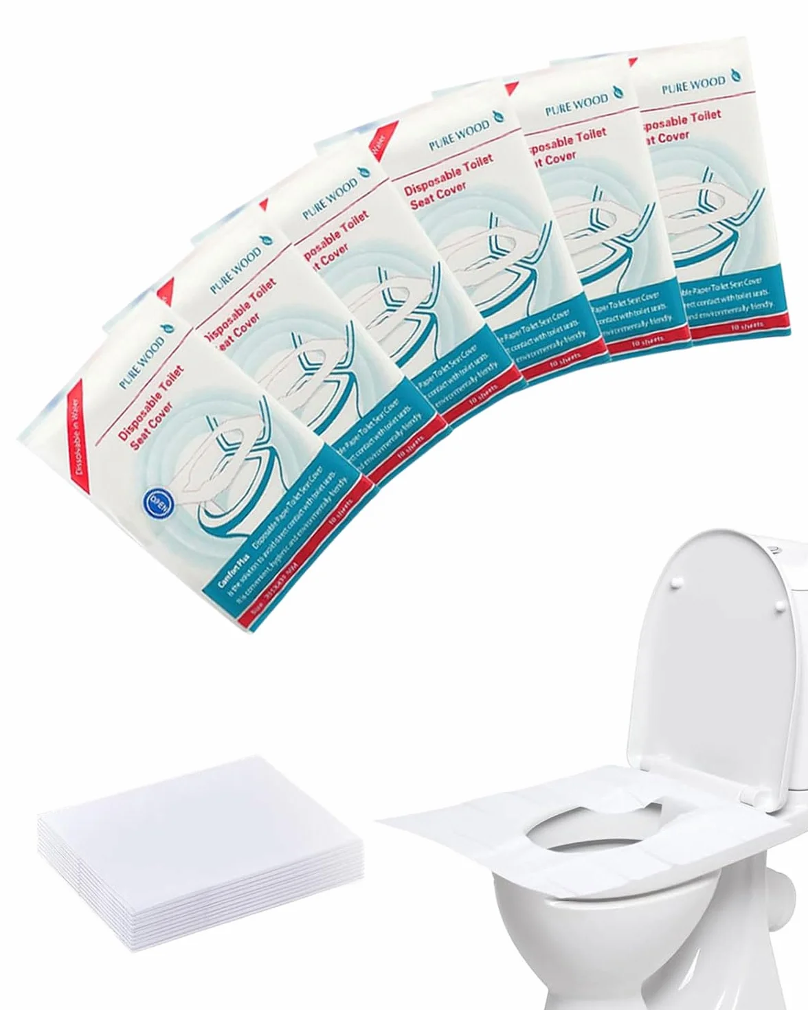 Copriwater Usa e Getta 60 PCS Coprisedile WC Monouso Igienici Biodegradabili per Viaggi Hotel