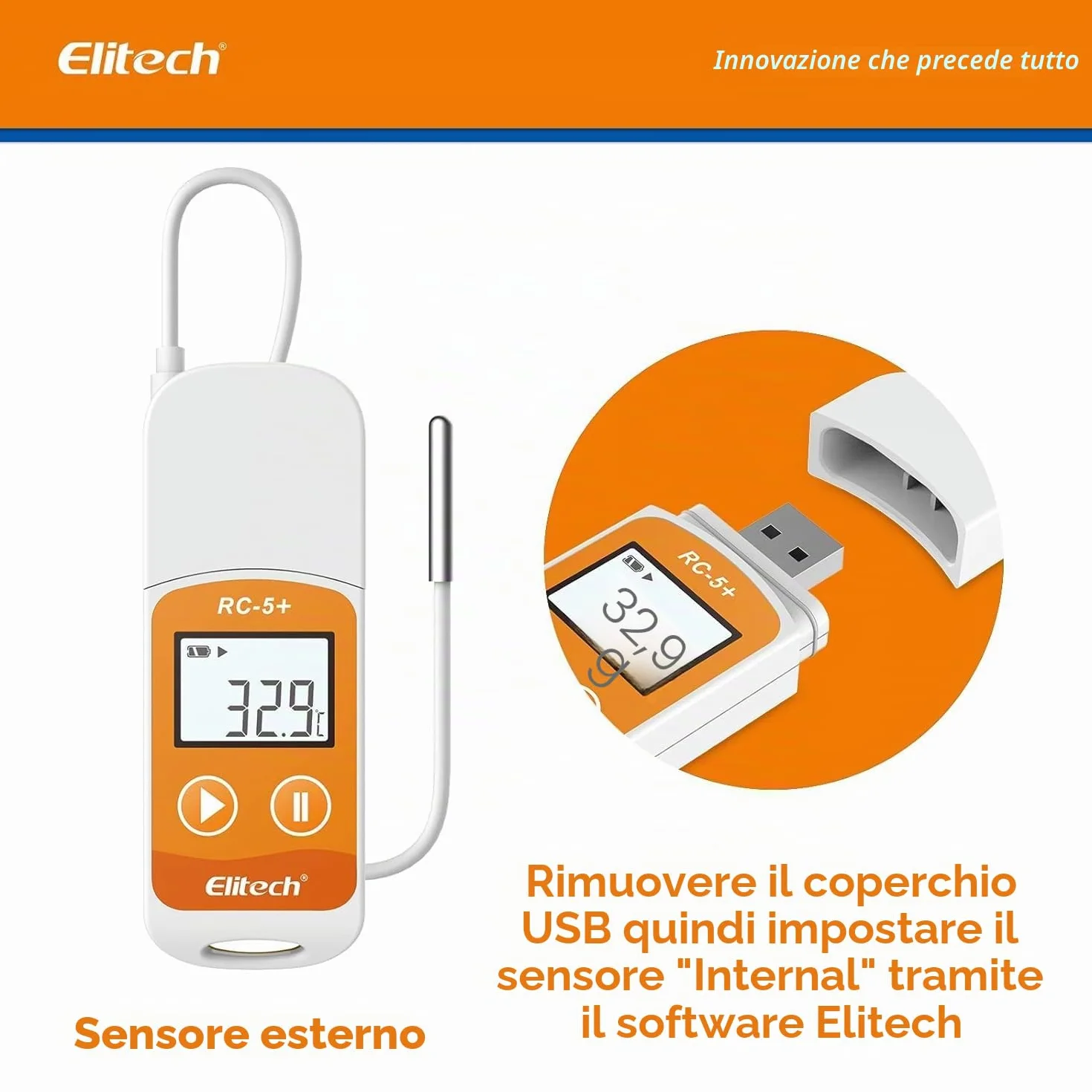Elitech RC-5+ Rejestrator Temperatury 32000 Punktów USB
