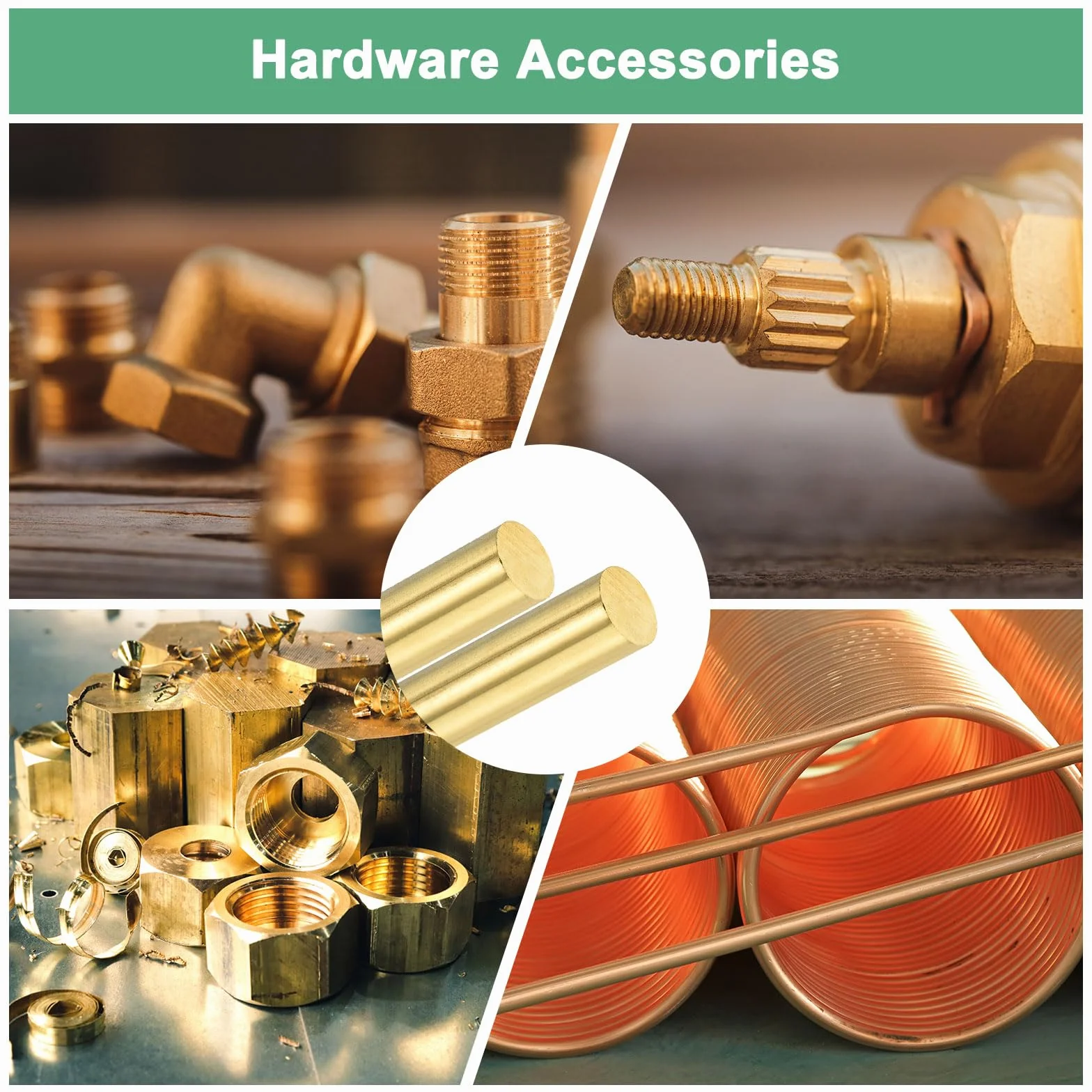 M METERXITY 5-Pack Asta In Ottone, Diametro 1-2.5mm 7.87" H59 Asta Tonda In Ottone Massiccio Per Perno Manico Coltello Materiale Forniture Per Realizzazione Coltelli, Tornio Rivetto Tondello