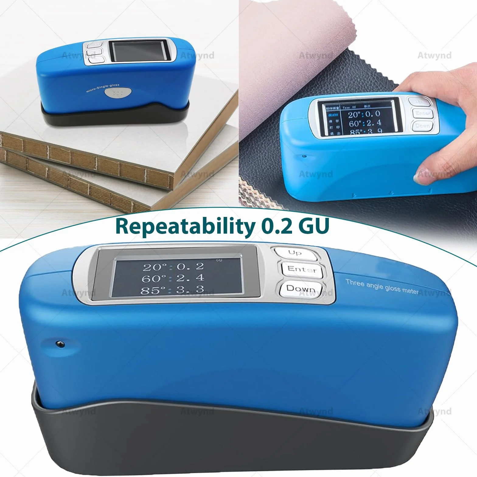 Gloss Meter Tri-Angle Glossmeter 20° 60° 85° Portatile Digital Single Angle Gloss Tester per Vernice Plastica