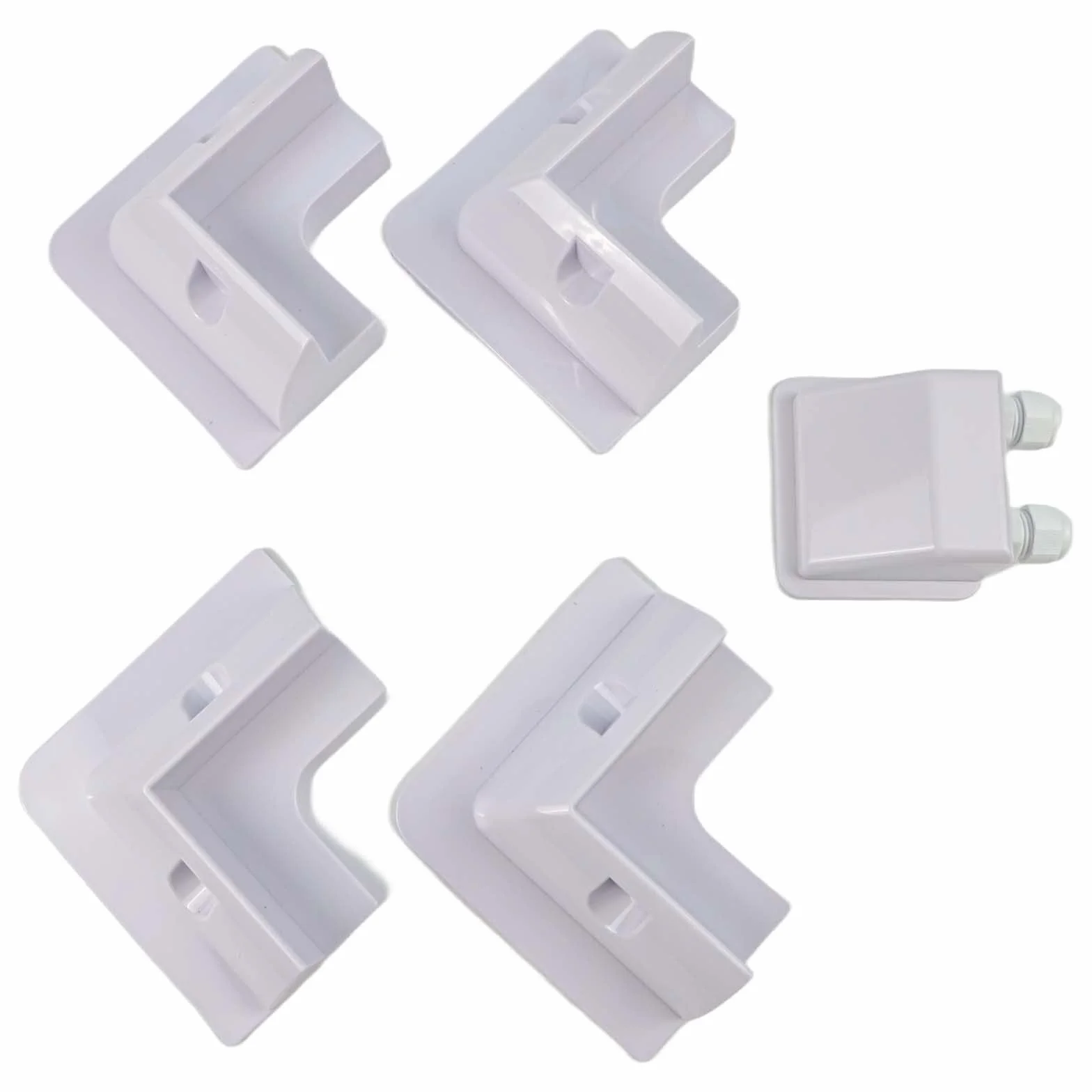 Kit di 5 staffe di montaggio per pannelli solari per camper, barche, camper e roulotte - installazione senza trapano con plastica ABS resistente ai raggi UV, include 4 staffe angolari e (bianco)