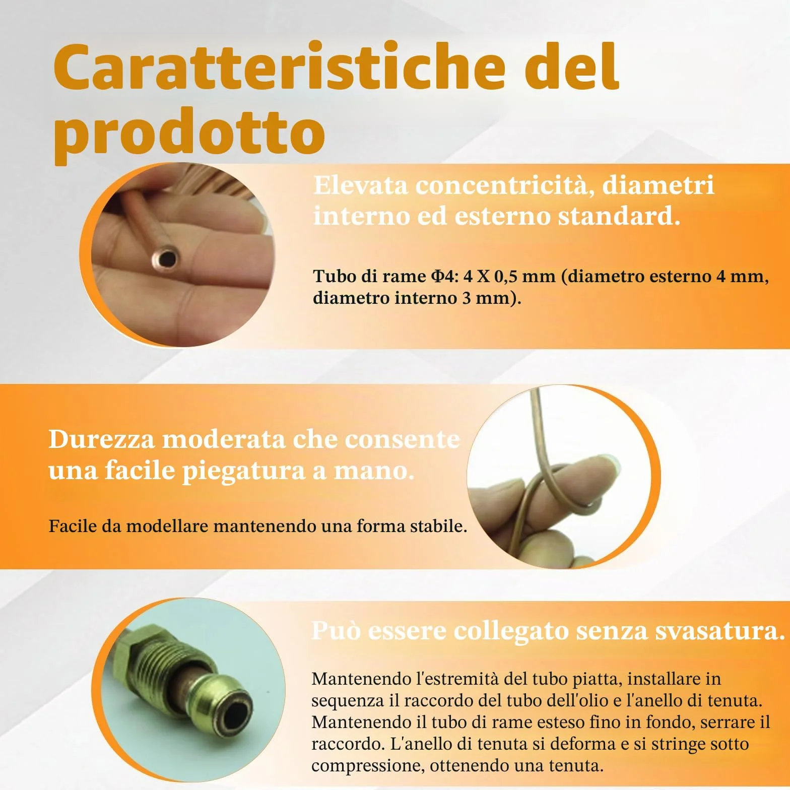 Tubo Rame 2M, OD 4 mm x ID 3mm Tubi di Rame Flessibile, Tubo in Rame Morbido per Generatori Sbarre Collettrici Cavi Condizionatori d'Aria Frigoriferi