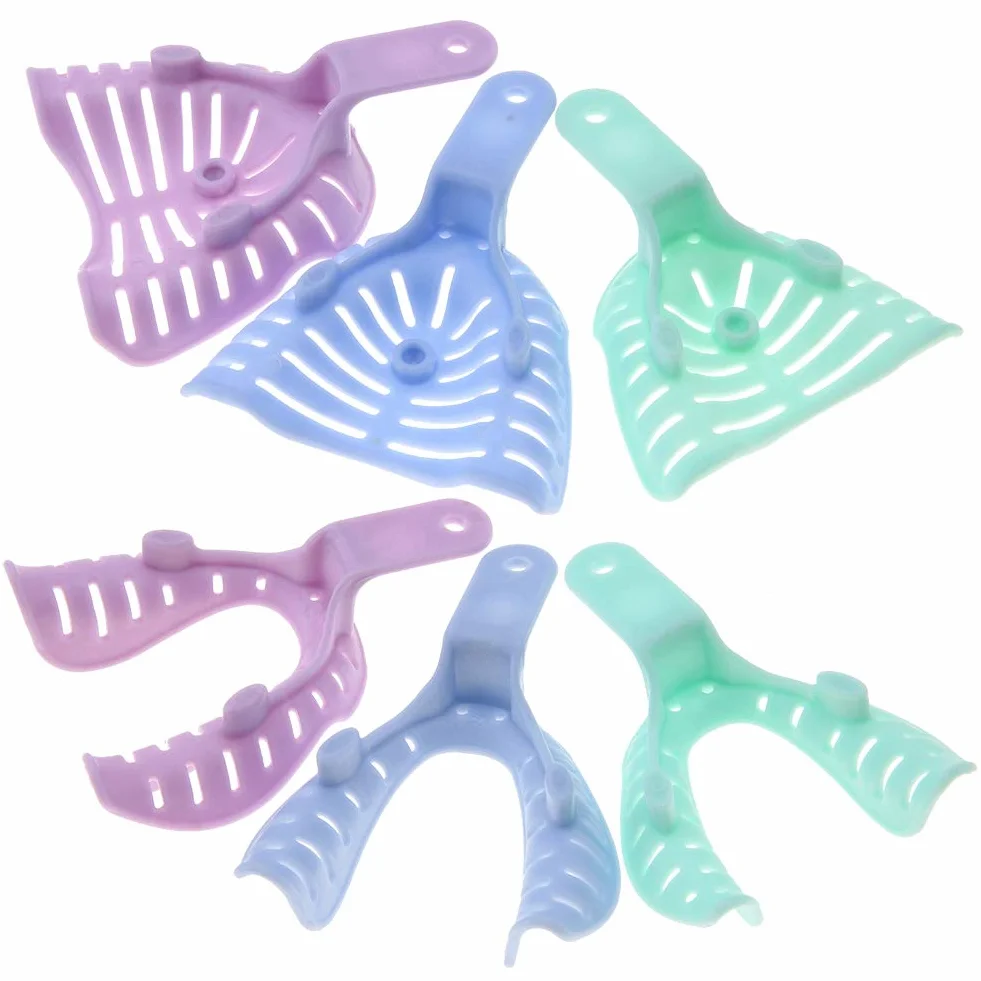 Vassoio dentale, 6 pezzi di plastica di colore misto per impronte dentali portamateriali per denti