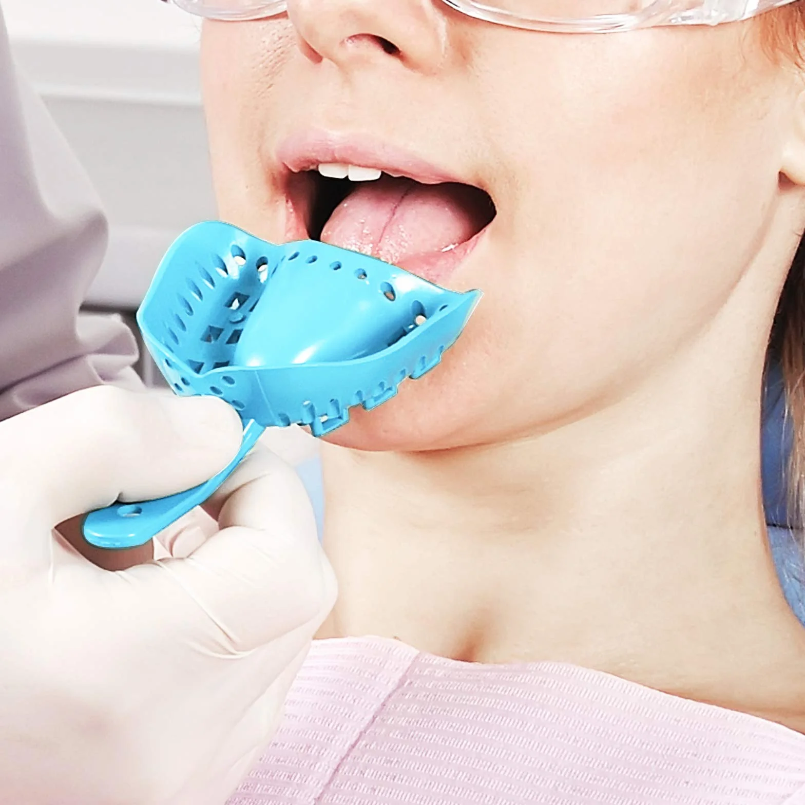 Vassoio per impronte dentali perforati autoclave 8 quadranti UL/LR sacchetto 12