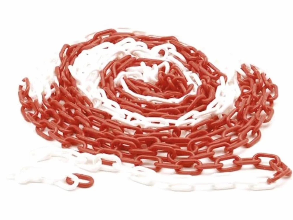 Perel Catena barriera rosso bianco 10 m, plastica, catena di sicurezza per interni ed esterni, catena di marcatura per cantiere, zona di parcheggio, magazzino, terreno o evento