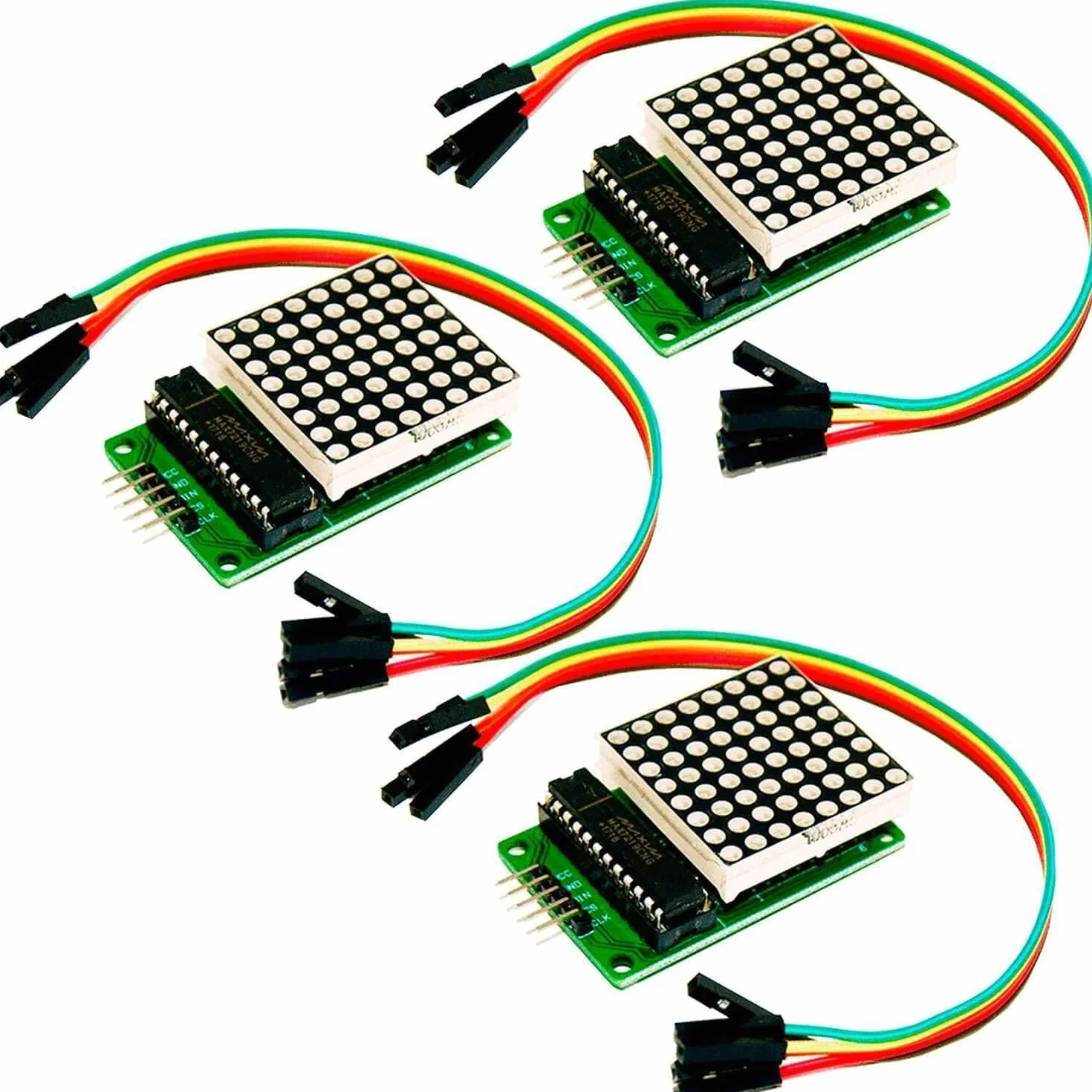 AZDelivery 3 x MAX7219 8x8 Dot Matrix MCU 64 LED Display Module Dispositivo di Visualizzazione compatibile con Arduino incluso un E-Book!
