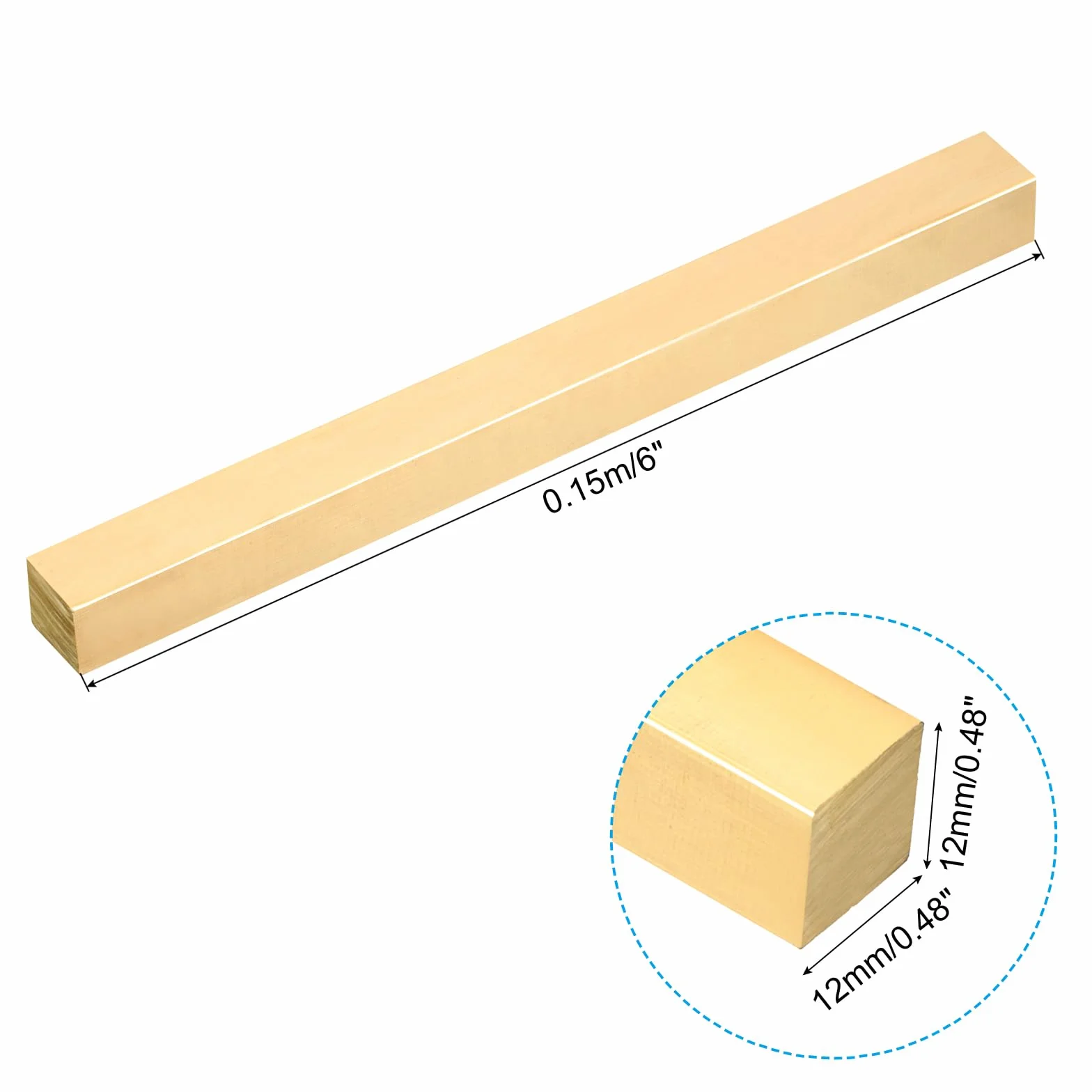 PATIKIL 1/2 x 1/2 x 6" Barra Quadrata in Ottone H59, Fresa Quadrata Solida per Manutenzione Artigianale, Decorazione Architettonica Elettrica, Ottone