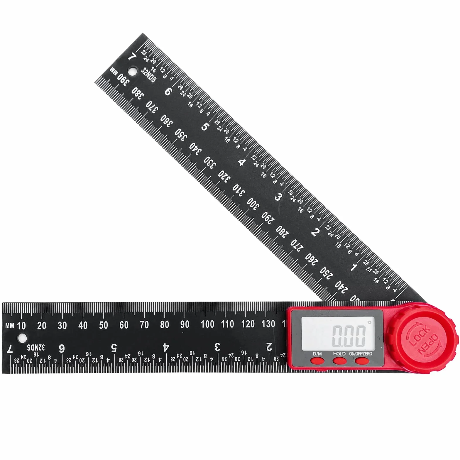 Newaner Gognometro Digitale 2 en 1 360 con Doppia Gradazione, 200 mm Misuratore Angoli con LCD e Funzione di Blocco, Righello per Ingegneria, Lavorazione del Legno, Costruzione e Misurazione, Nero