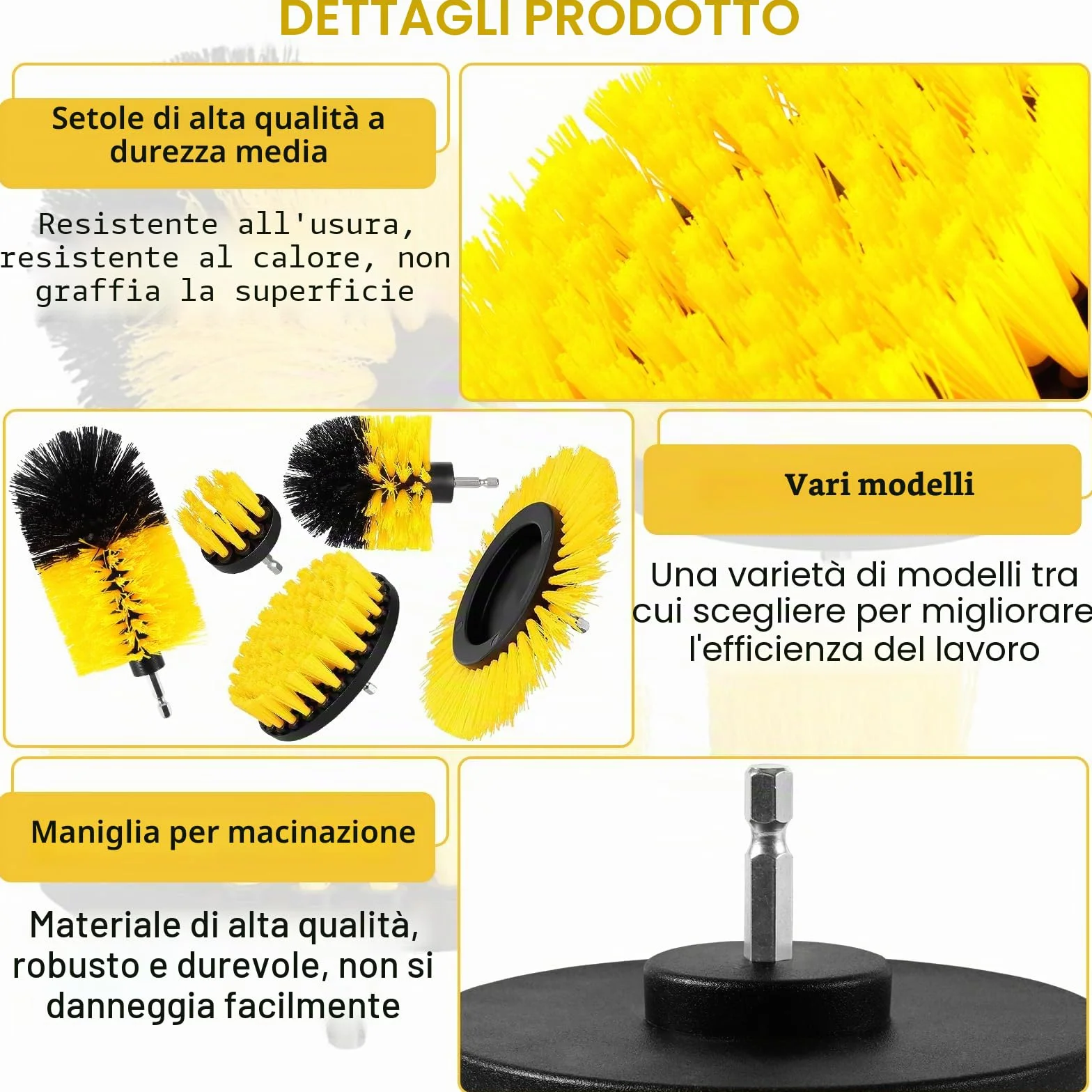 10 Pezzi Spazzola per Trapano, Spazzola per la Pulizia del Trapano Elettrico, Spazzola per la Pulizia Delle Ruote, Set Spazzole per Pulizia adatto per Cucina, Auto, Bagno, Piastrelle, Bicchiere