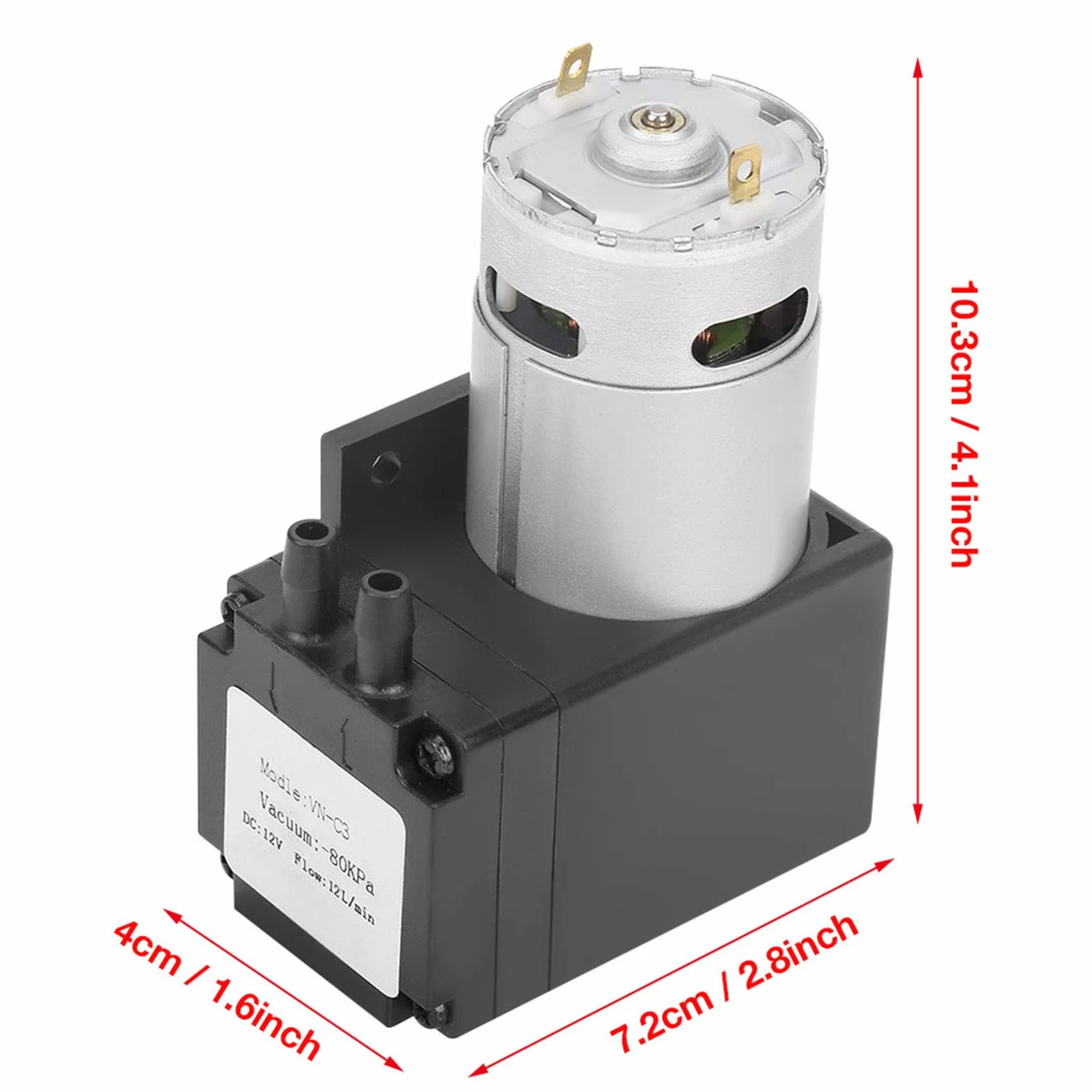 Mini pompa per vuoto DC 12V pompa di aspirazione Mini compressore d'aria 80KPa portata di vuoto 12L/min per gas