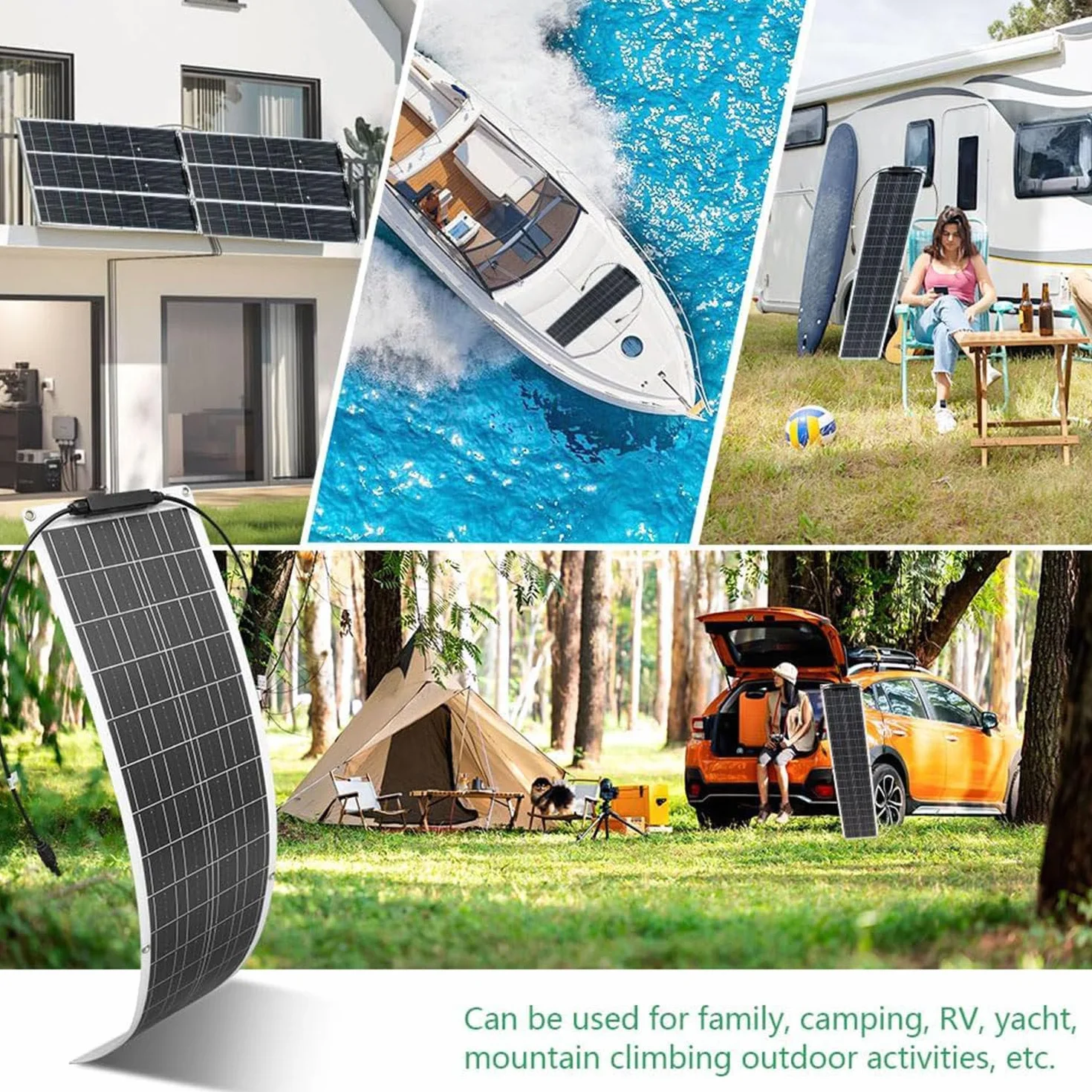 Pannelli Solari, Kit Di Pannelli Solari Monocristallini Da 200 W, 400 W E 800 W per La Casa, Pannello Solare Flessibile per Casa, Camper E Barca Fuori Rete,400W
