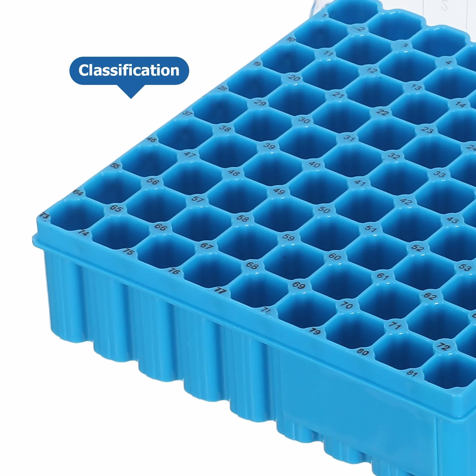 Cabilock Porta Provette in Plastica Blu 81 Pozzetti 1.8ml 2.0ml Laboratorio