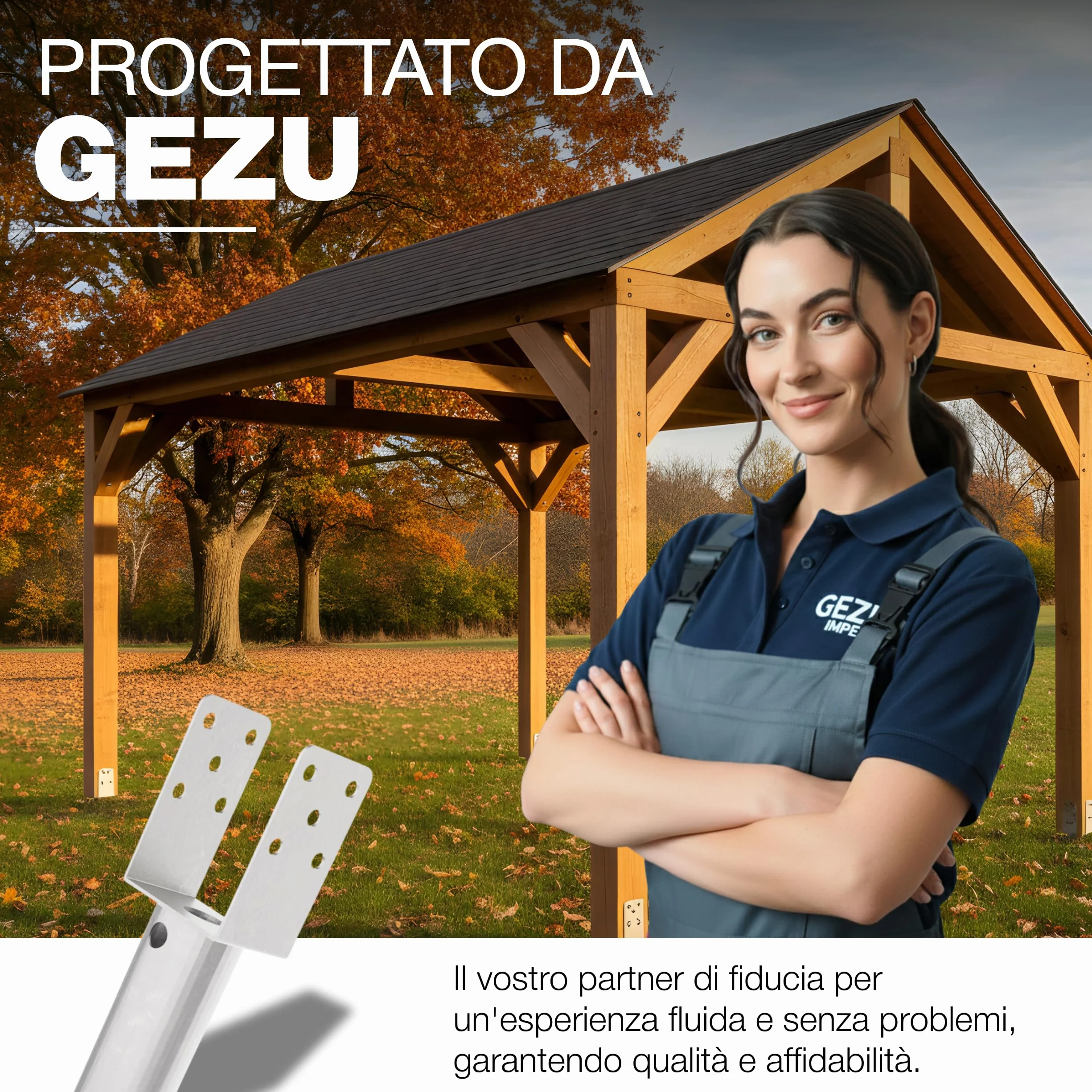 Staffa ad U con Perno a Spirale 96 x 865 mm Manicotti a Vite per Pali da Avvitare Ancoraggio da Terra