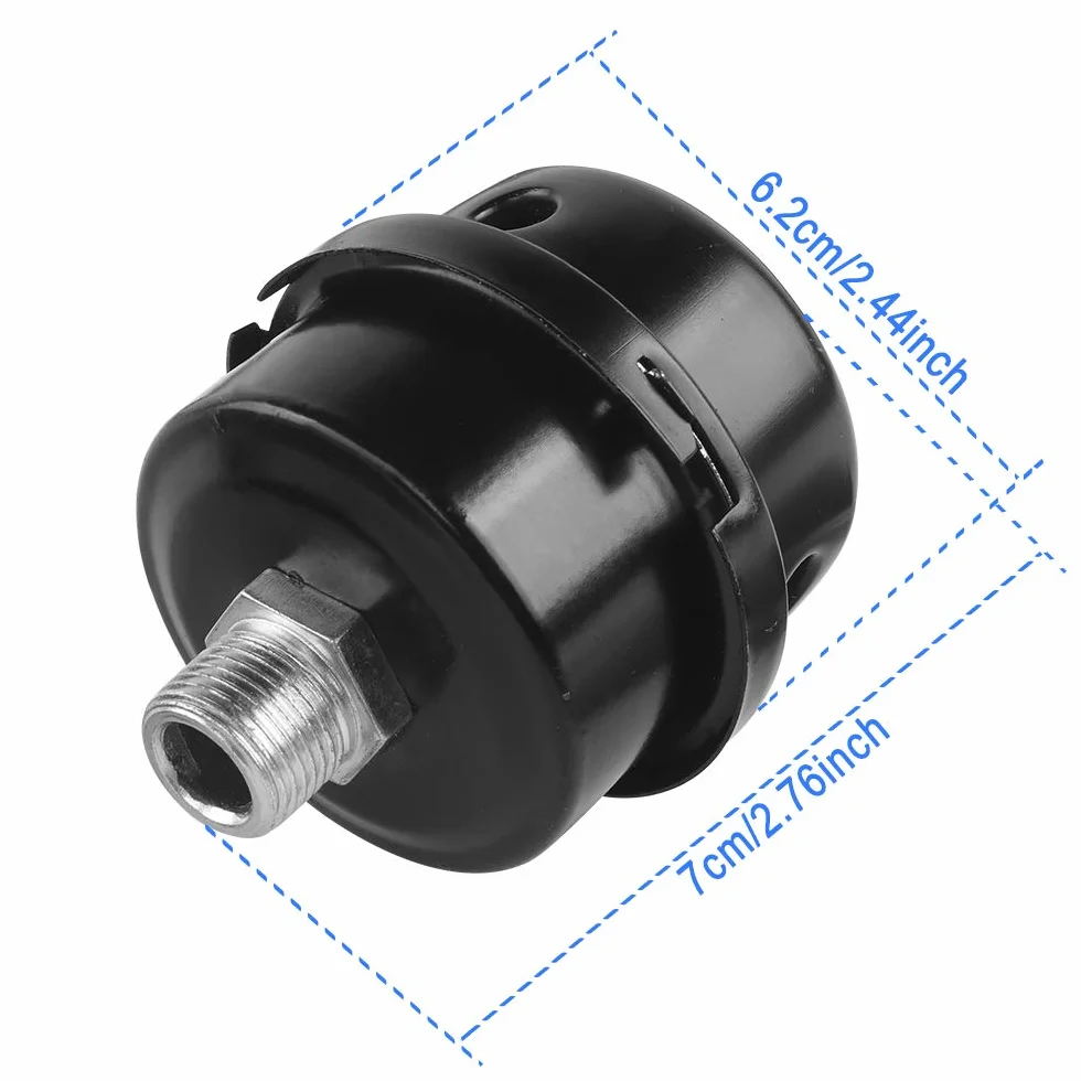 Silenziatore per compressore d'aria Filtro aspirazione metallo nero filettato 3/8" 16mm