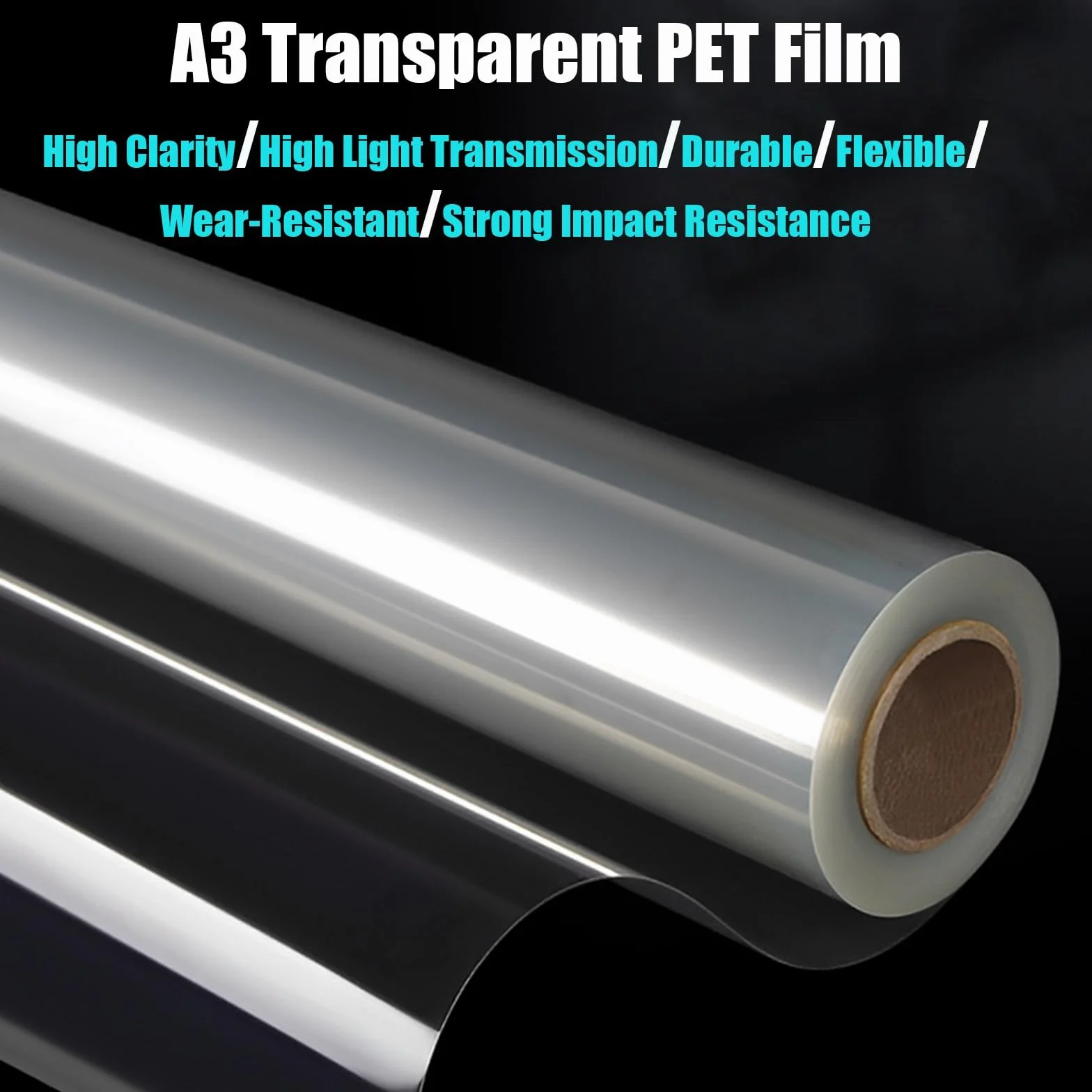 Rotolo Di Film PET Trasparente 0.2-0.5mm Pannello Foglio Plastico Resistente Al Calore Flessibile Larghezza .61m Pellicola Poliestere for Progetti DIY Artigianato Elettronica(0.3mm*0.61m*5m)