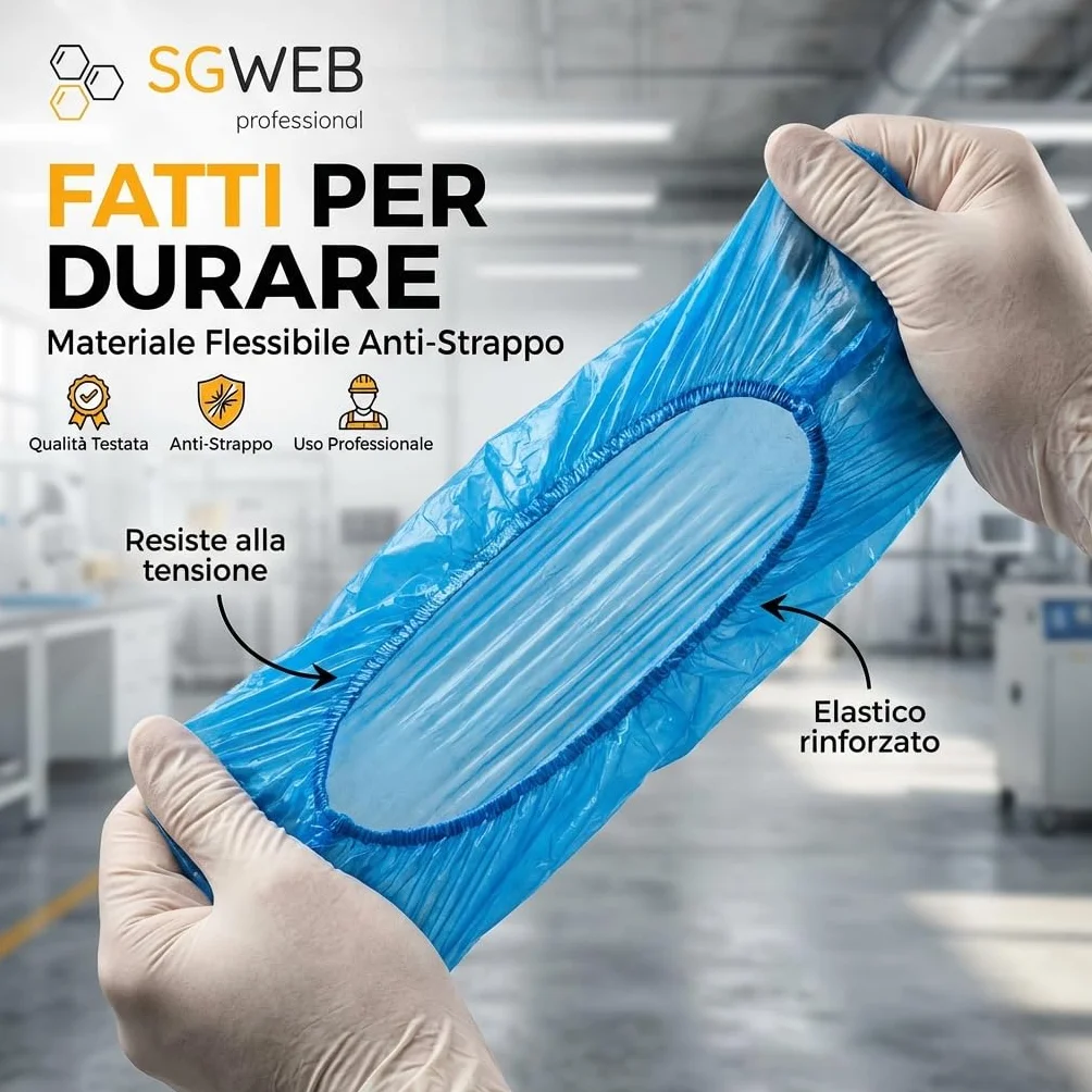 Copriscarpe Monouso 300 Pezzi Impermeabili Antiscivolo PE Taglia Unica Blu