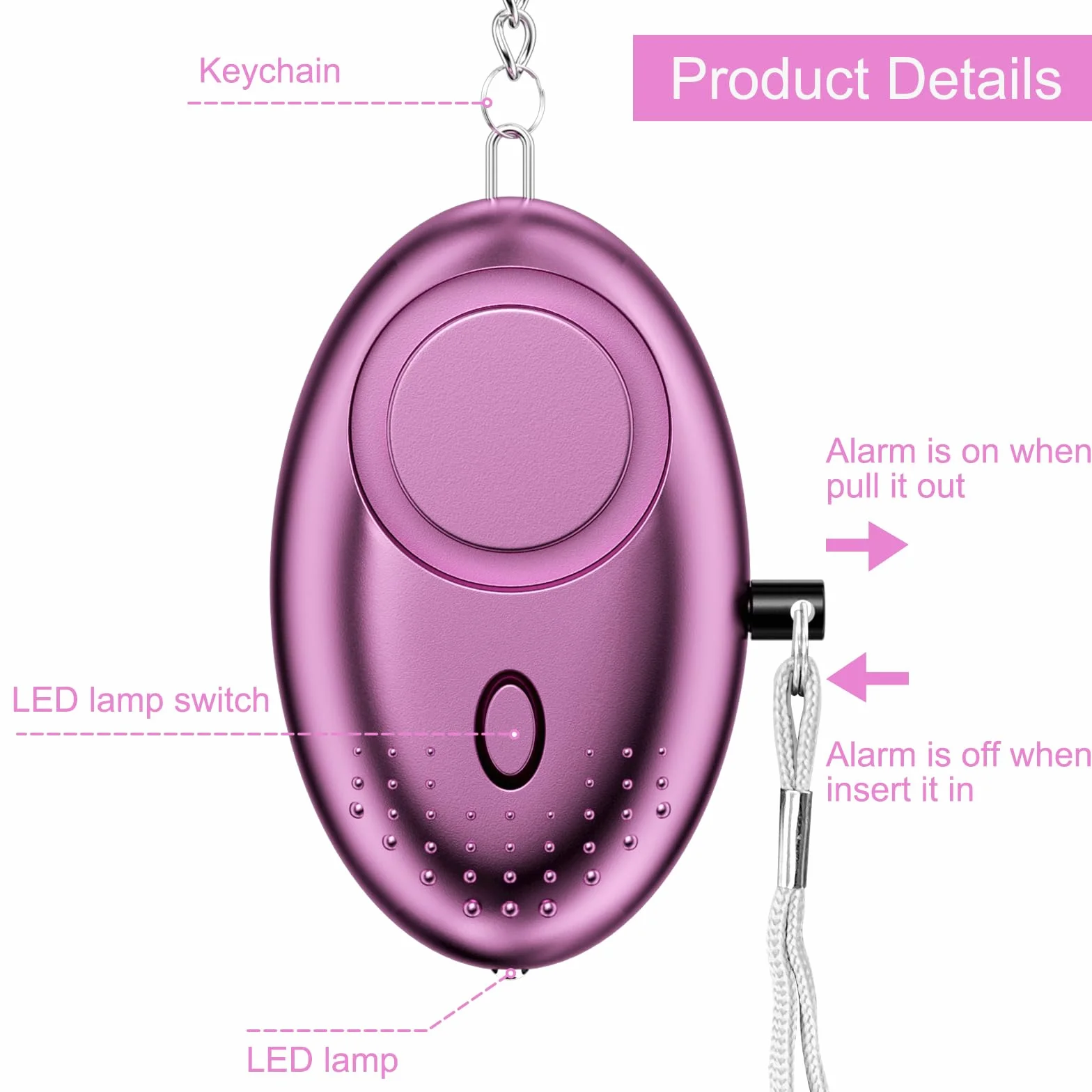 Gvolatee 3 Packs portachiavi autodifesa, 130DB portachiavi difesa personale, allarme antiaggressione con Luce LED, personal safety alarm, dispositivi di protezione personale per Donne, Bambini