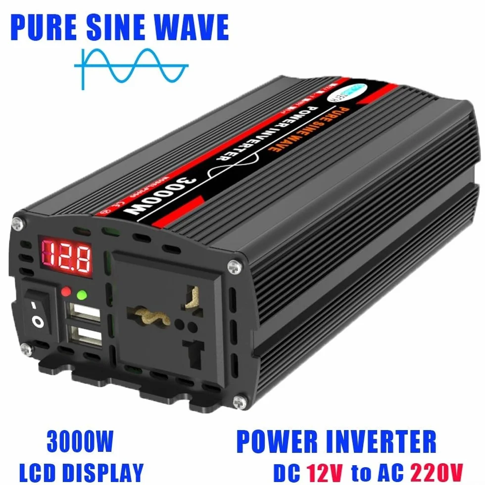 Soluzione energetica sostenibile Inverter a onda sinusoidale pura da 3000 W, ideale per avventure all'aperto (24 V 220 V)