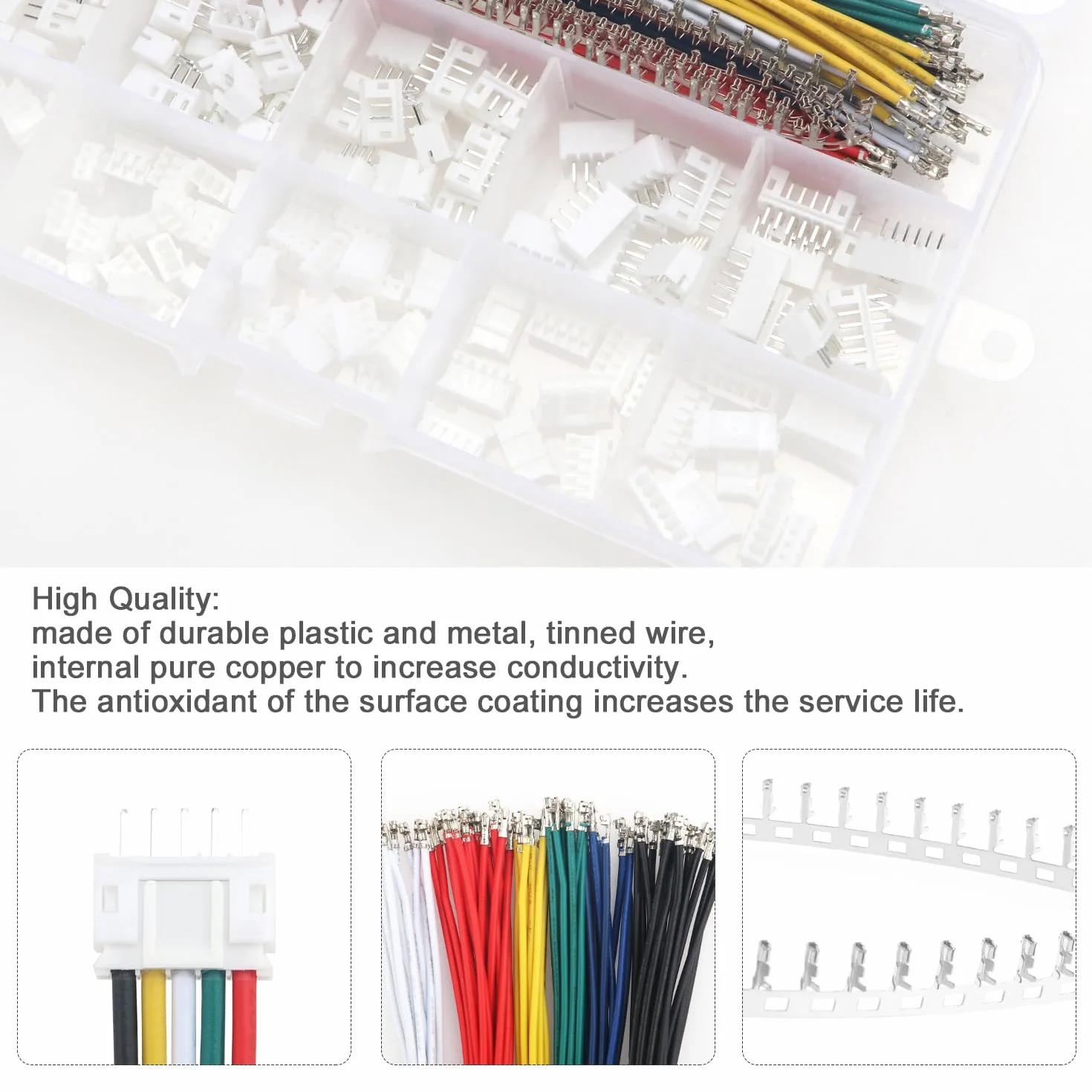 JST-PH 2.0 mm Connettore Kit 420 Pezzi, 2-6 Pin Maschio Femmina, 22AWG Pre-Crimpato Cavi