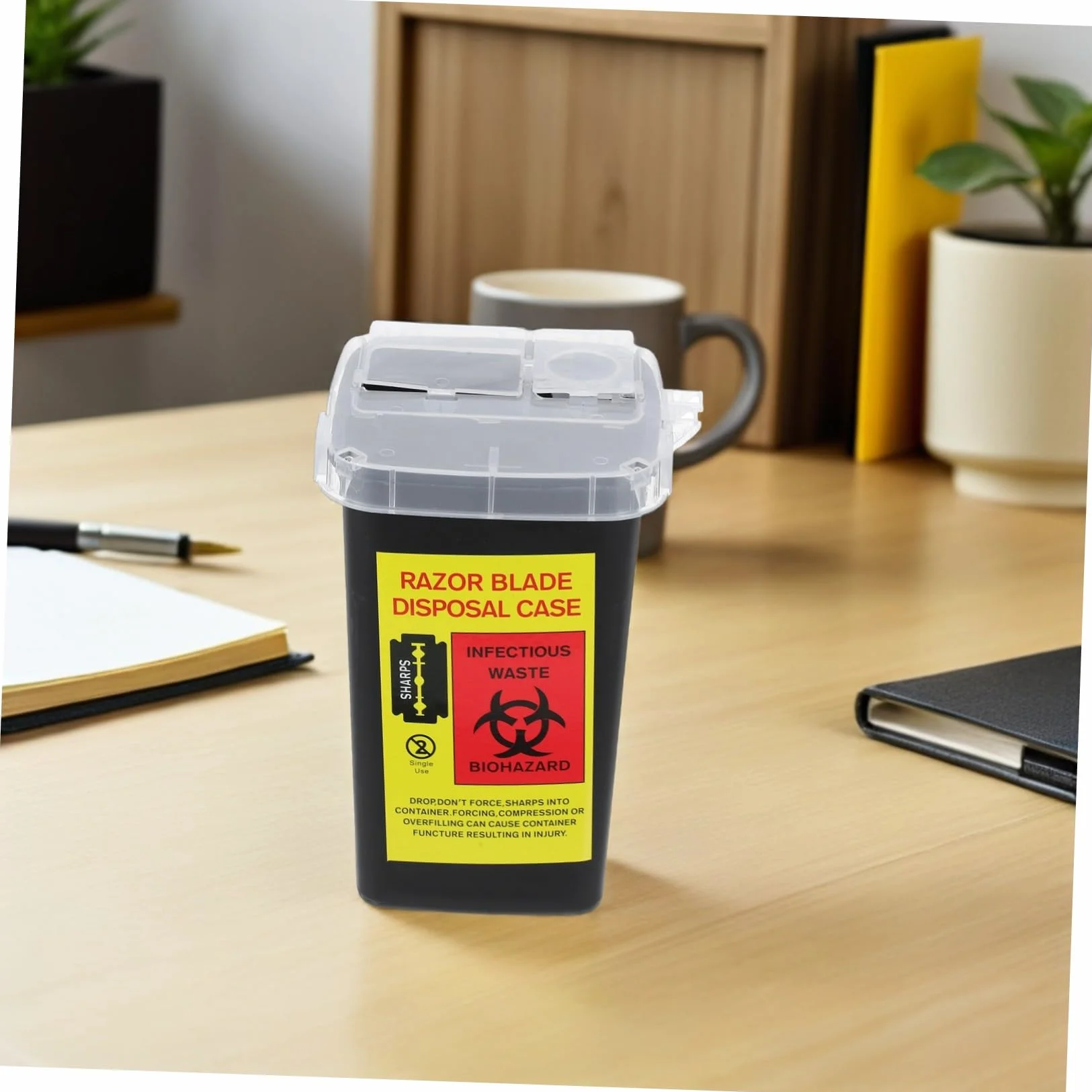 Scatola Porta Lamette Usate Per Smaltimento Sicuro Contenitore Portatile in Plastica Per 2 Lame Da Barba Design Compatto Riutilizzabile