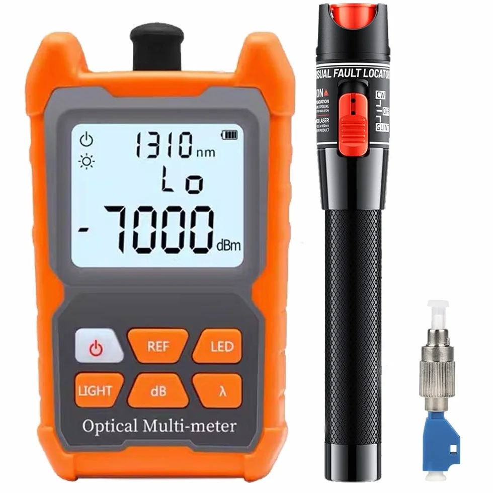50mW Localizzatore Visuale di Guasti, Misuratore di Potenza in Fibra Ottica FTTH -70 dBm a +6 dBm, Tester in fibra ottica