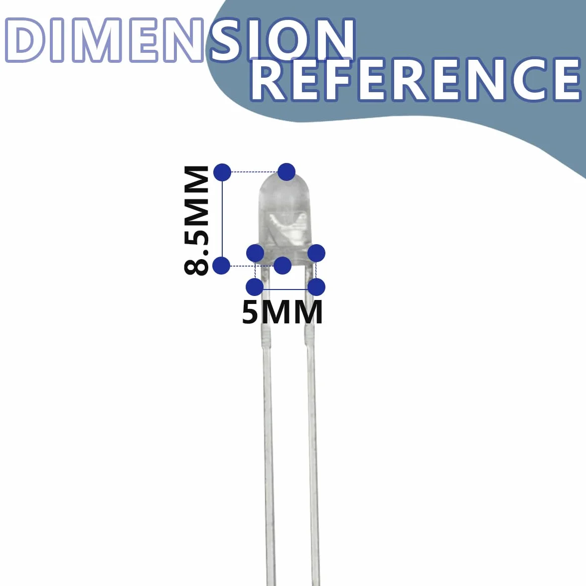 Bianco 5mm LED Diodo 2V 20mA DC Luce Lampadina Elettronica