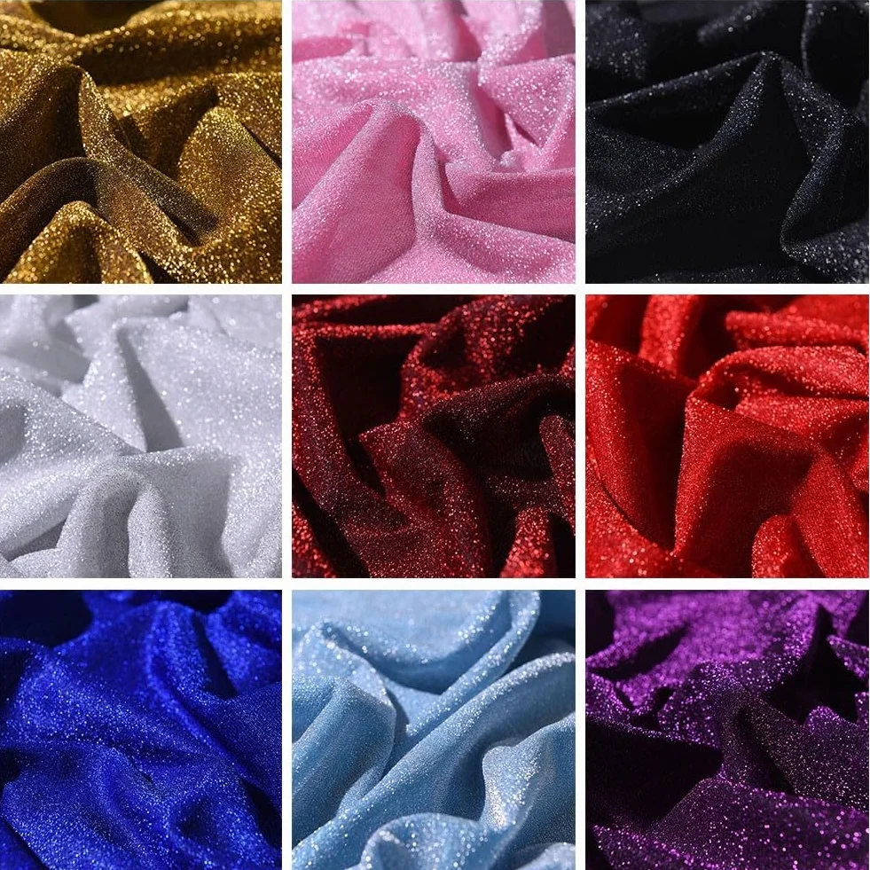 Tessuto con paillettes brillanti a forma di stella per progetti di cucito e artigianato, adatto per abiti, accessori, tende, bambole e creazioni fatte a mano (Nero)