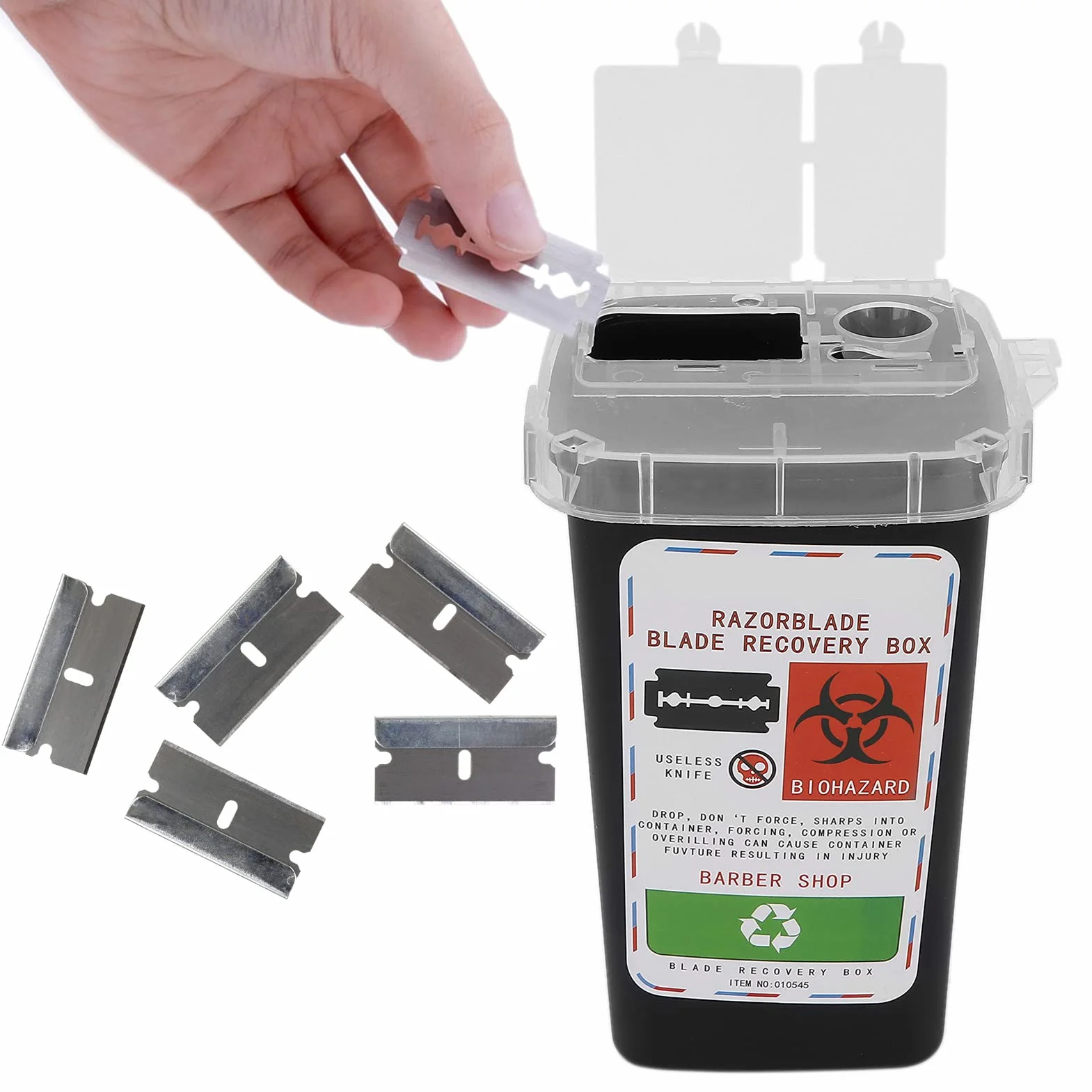 Contenitore per Lame in Plastica Resistente Agli Agenti Chimici, Smaltimento Lame, Nero