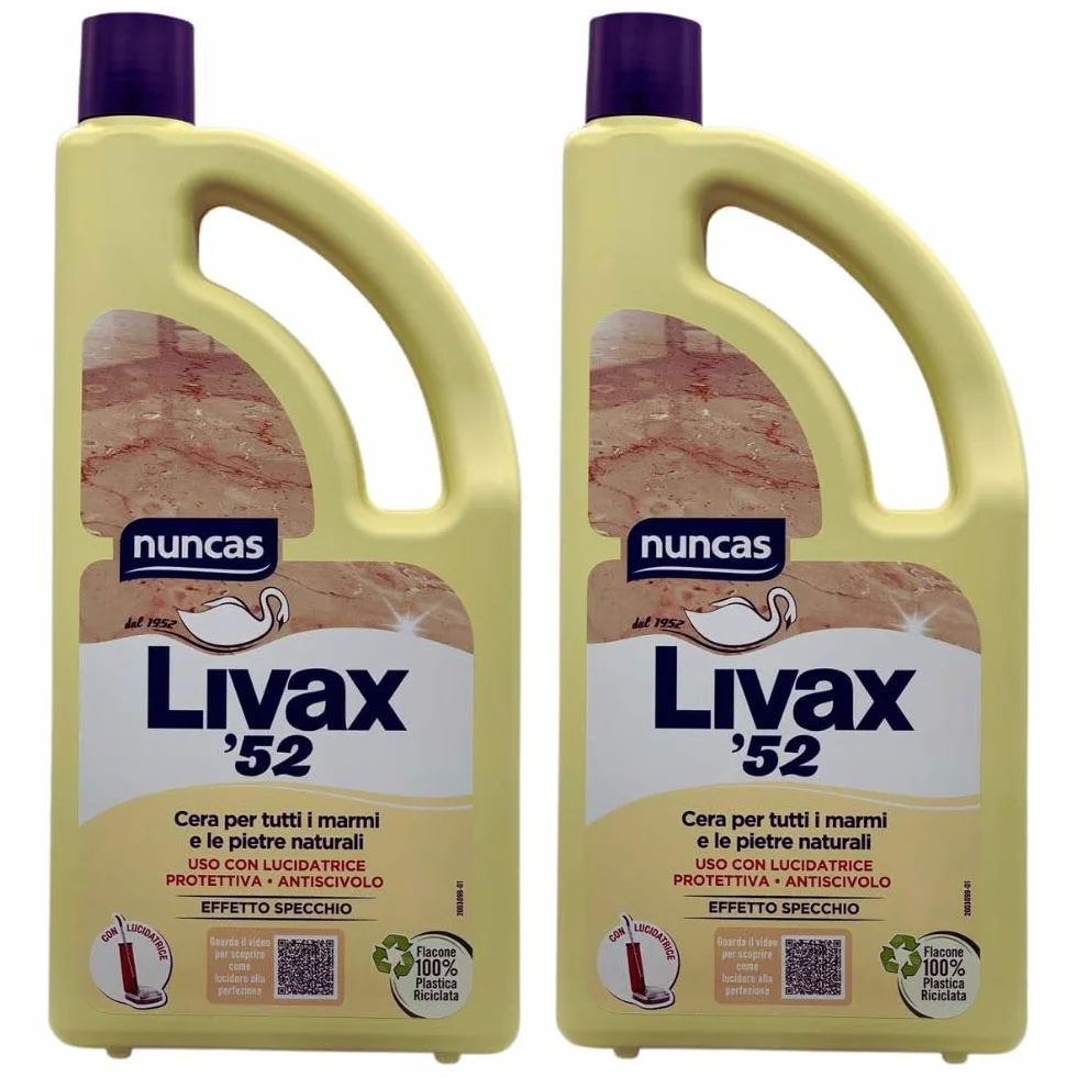 2X Cera per Tutti i Marmi e le Pietre Naturali, Uso con Lucidatrice, Protettiva e Antiscivolo, Effetto Specchio 1000ml