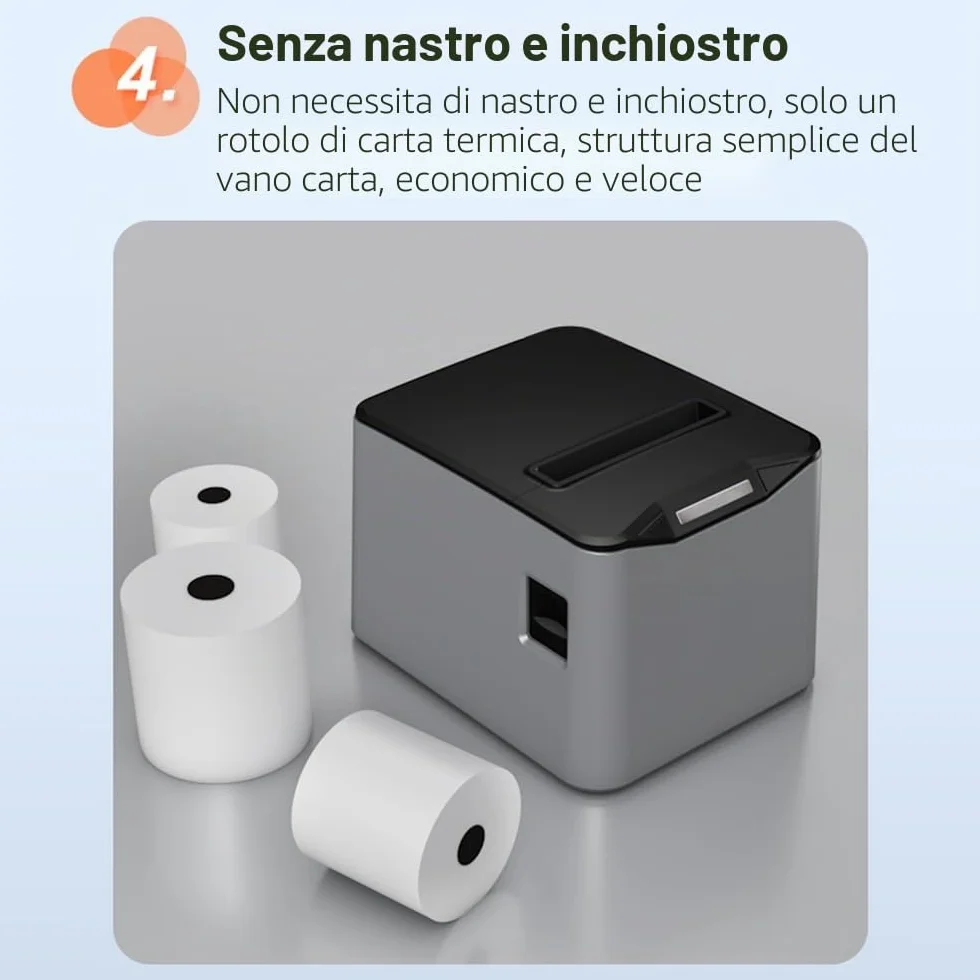Shuaiguō stampante multifunzione per etichette e ricevute termiche 80 mm, connessione USB e LAN, taglio automatico, grande contenitore di carta, supporto ESC/POS