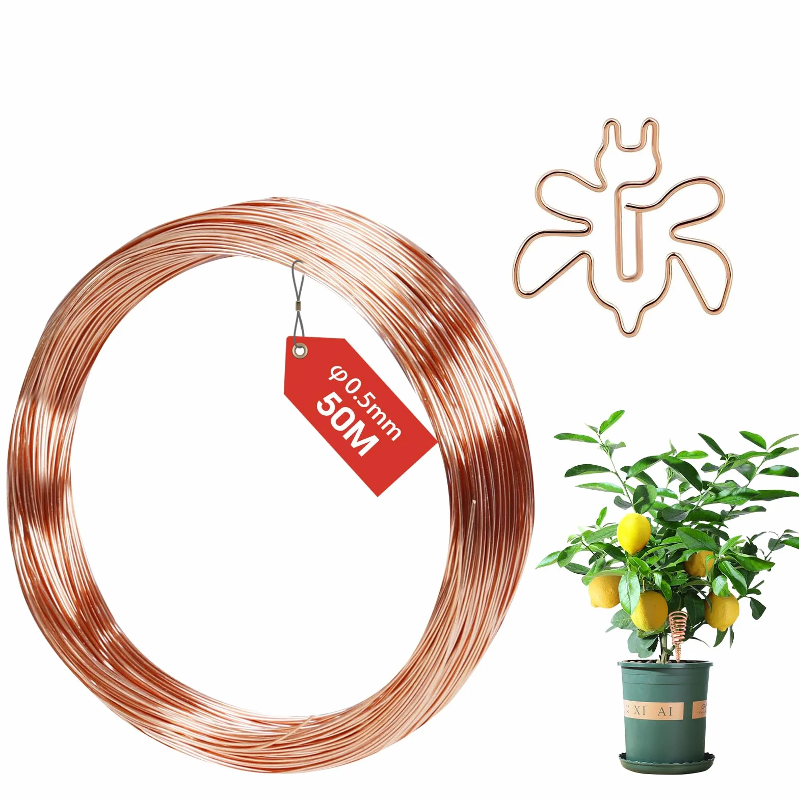 Filo di rame 0.5 mmx 50m, T2 Filo Rame Non Smaltato, Filo Metallico per Bigiotteria, T2 a Filo di Rame Nudo per elettro cultura giardinaggio saldatura elettrica fai da te
