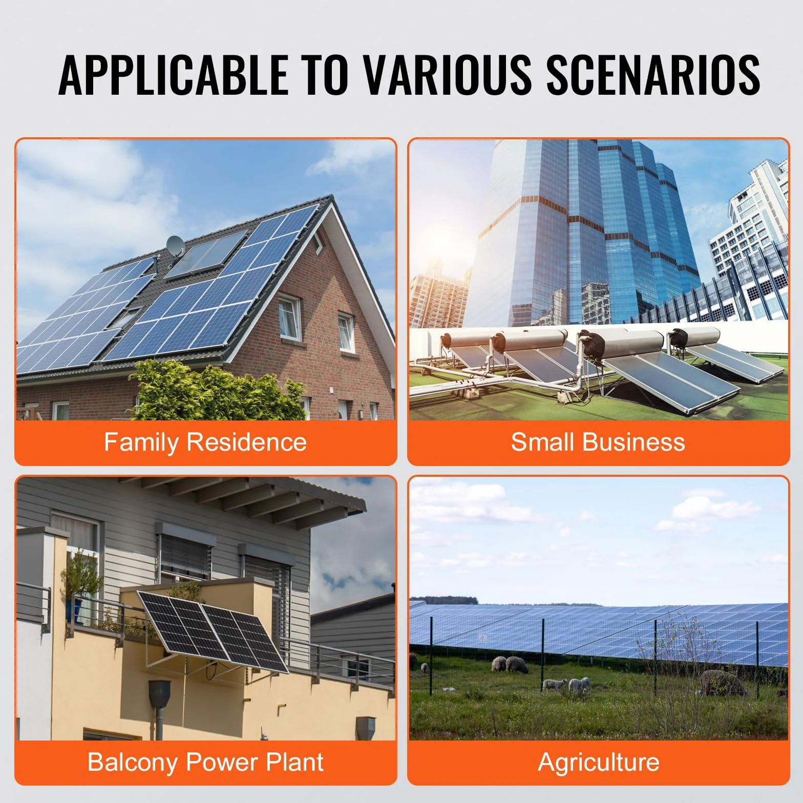 VEVOR Micro inverter collegamento alla rete solare, 800W, IP65 Impermeabile alla rete solare DC18-50V Tensione di esercizio con cavo di alimentazione antenna WiFi APP, per sistemi di pannelli solari