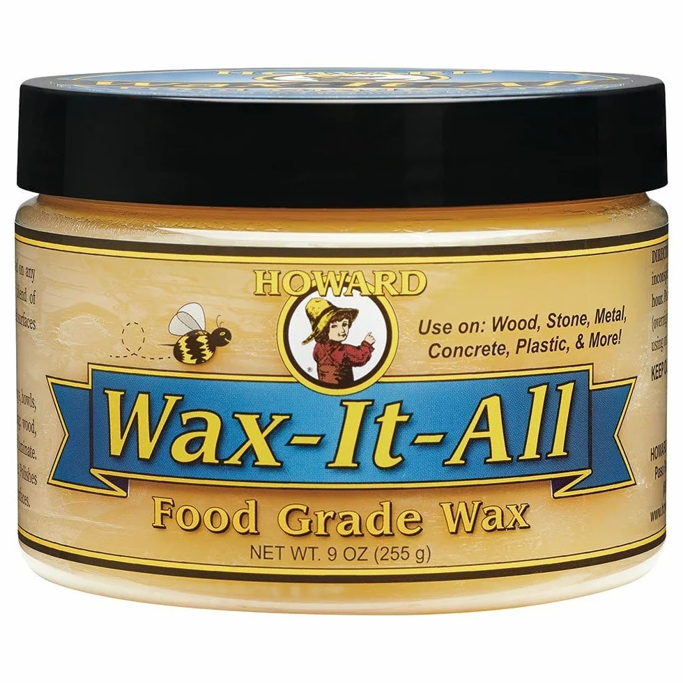 Howard Wax It All - Pasta di cera d'api per legno, pietra, metallo, granito, marmo, macellaio, controsoffitti e mobili - Miscela di olio minerale carnauba - 255 g