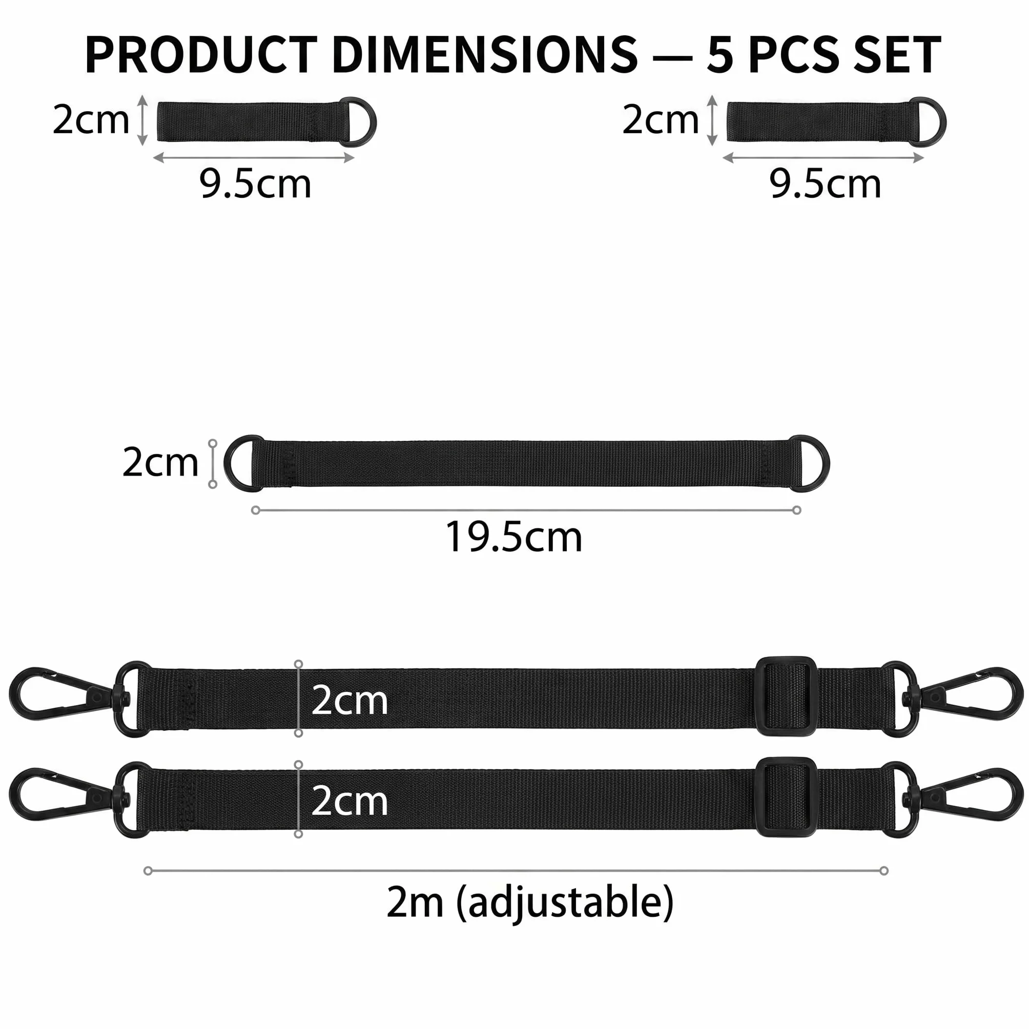 Kit di 5 cinghie antivento per ombrello, corda di fissaggio regolabile in poliestere con fibbia per esterni, patio, ombrellone, anti-oscillazione, per dispositivo stabilizzatore, nero