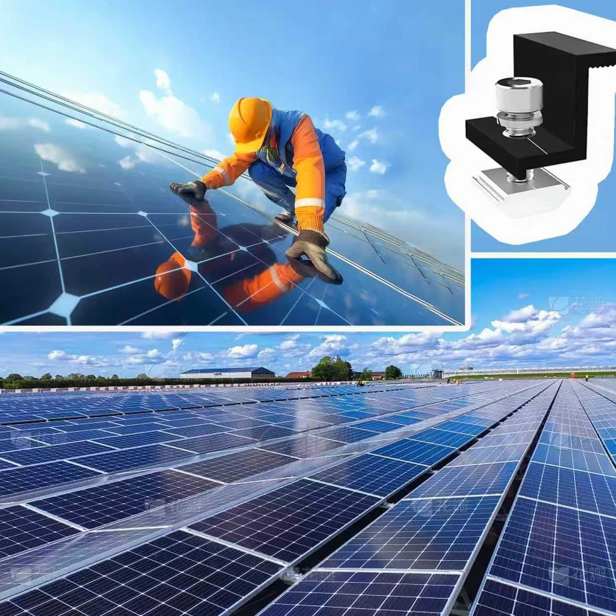 8 pezzi supporto per modulo solare da 40 mm, morsetti terminali terminali in alluminio PV nero, pannello solare con supporto a Z, morsetto solare regolabile per tetti, camper, barche e pareti